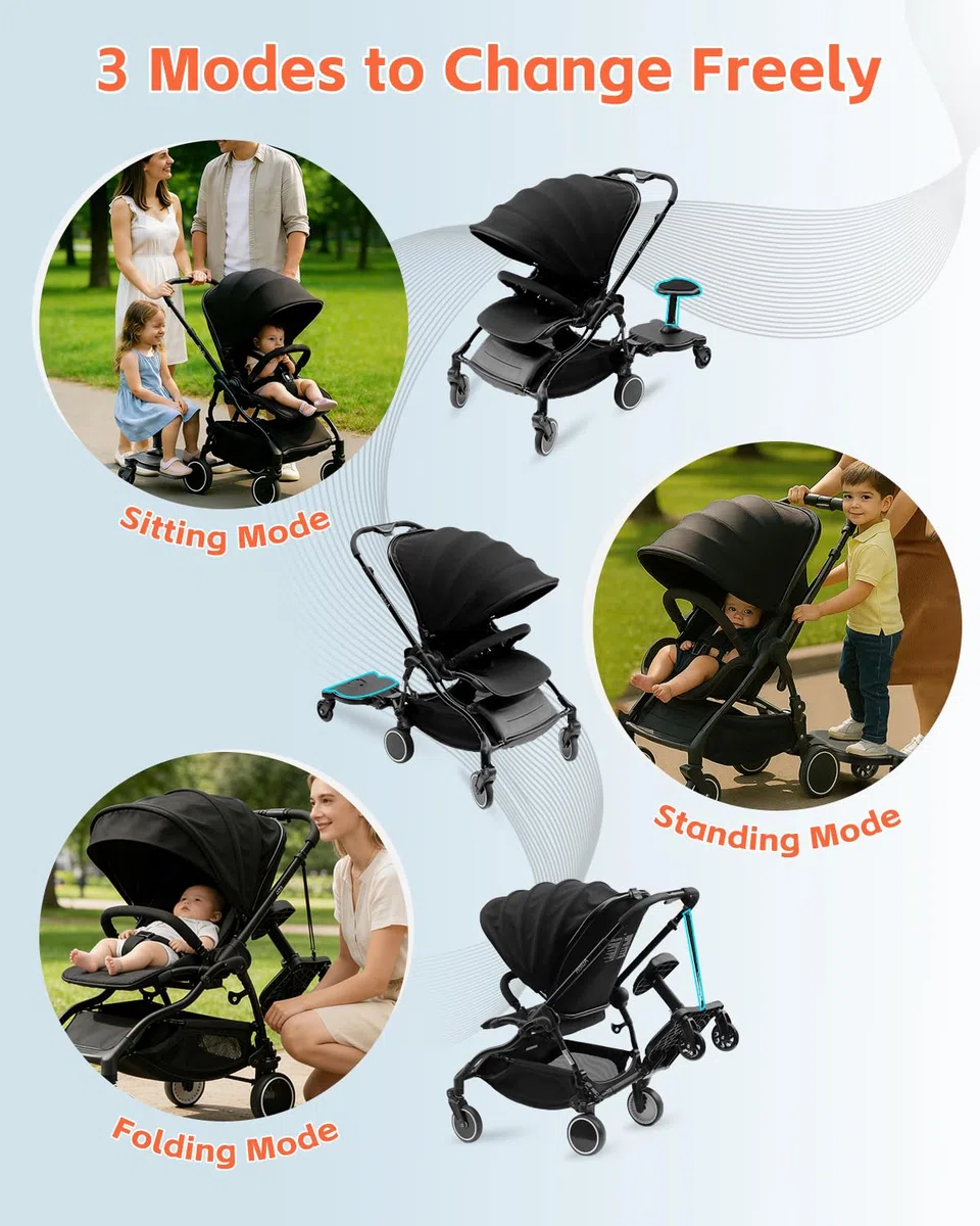 Vihir Buggy Board mit Sitz, Buggy Board für 99% Kinderwagen, Kinderwagen Board Universal, Kiddy Board für Kinder Von 2-6 Jahren (25 Kg)，Vollständig Erneuern