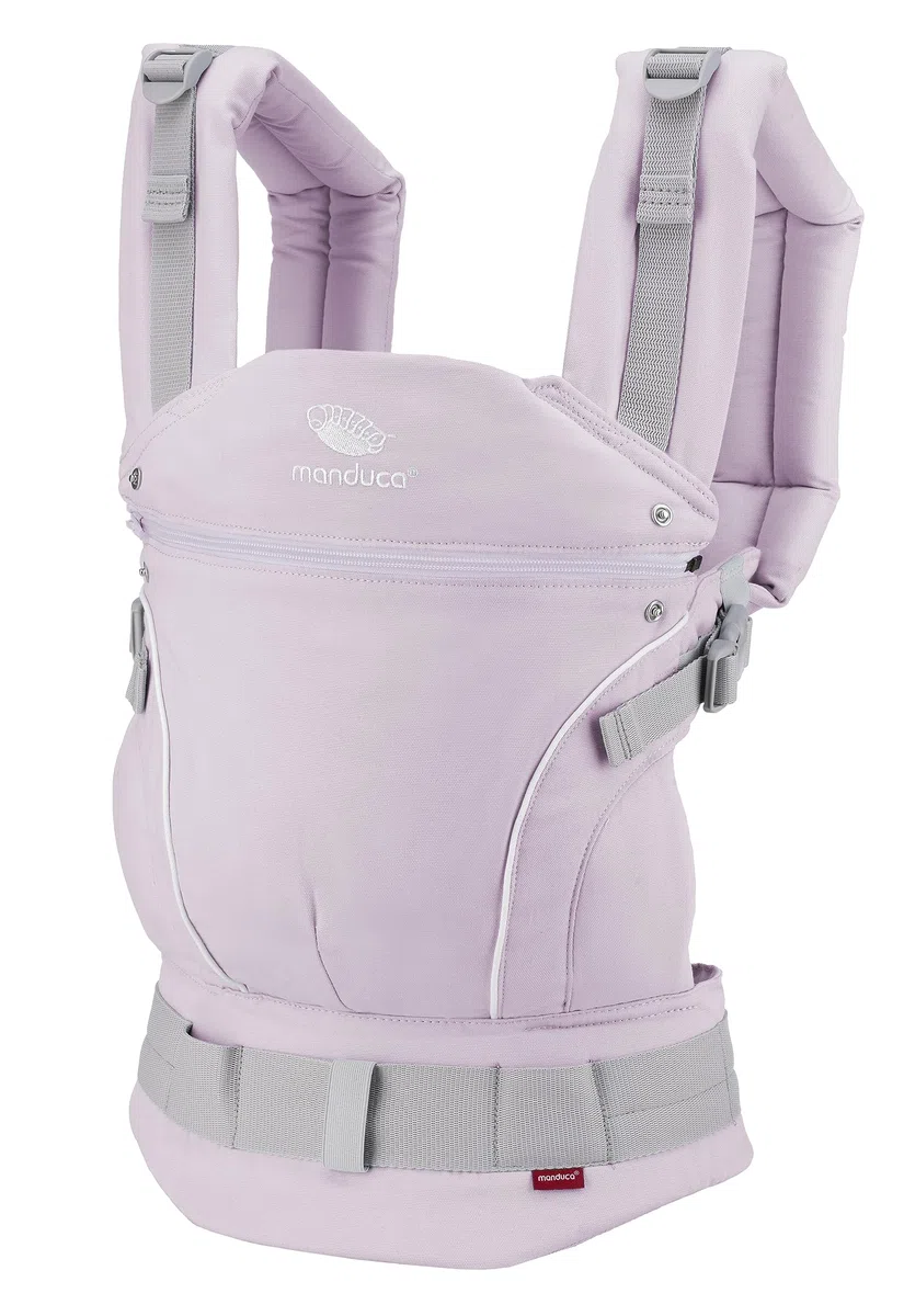 manduca First Babytrage - Verstellbarer und vielseitiger Tragesitz für Babys und Kleinkinder (3,5-20 kg) - Babytrage mit Front-, Hüft- und Rückentragefunktion ,Monochrome Lavender