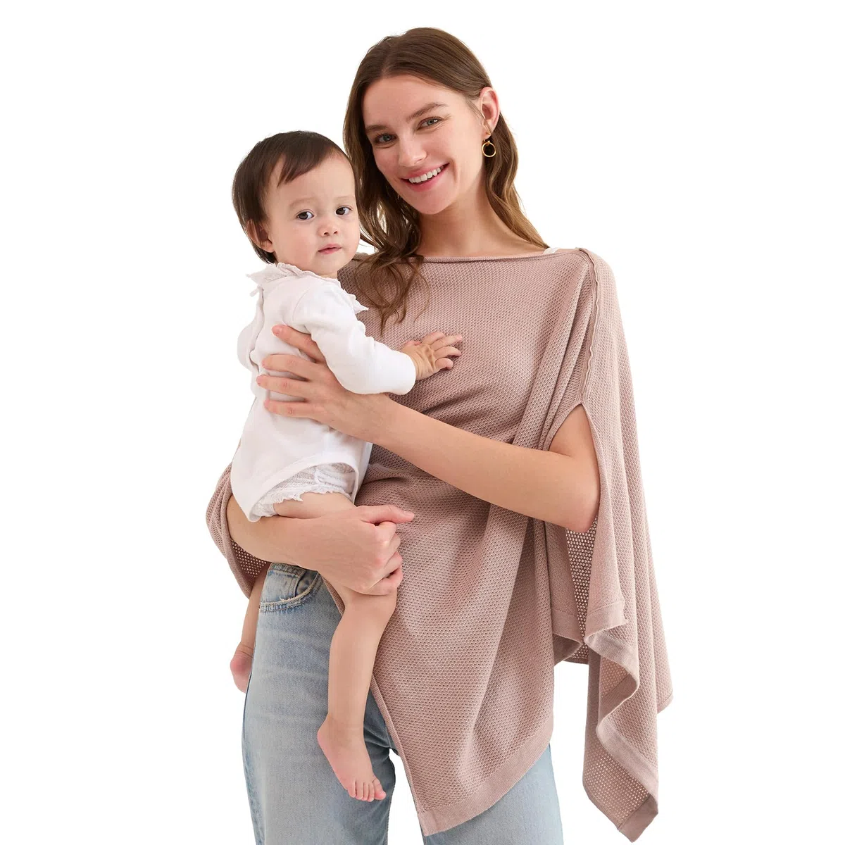 Momcozy Stilltuch zum Stillen, weicher Poncho für mehr Privatsphäre, vielseitig einsetzbarer Stillschal, tragbares Stilltuch für Frauen, inklusive Wäschebeutel (Braun)