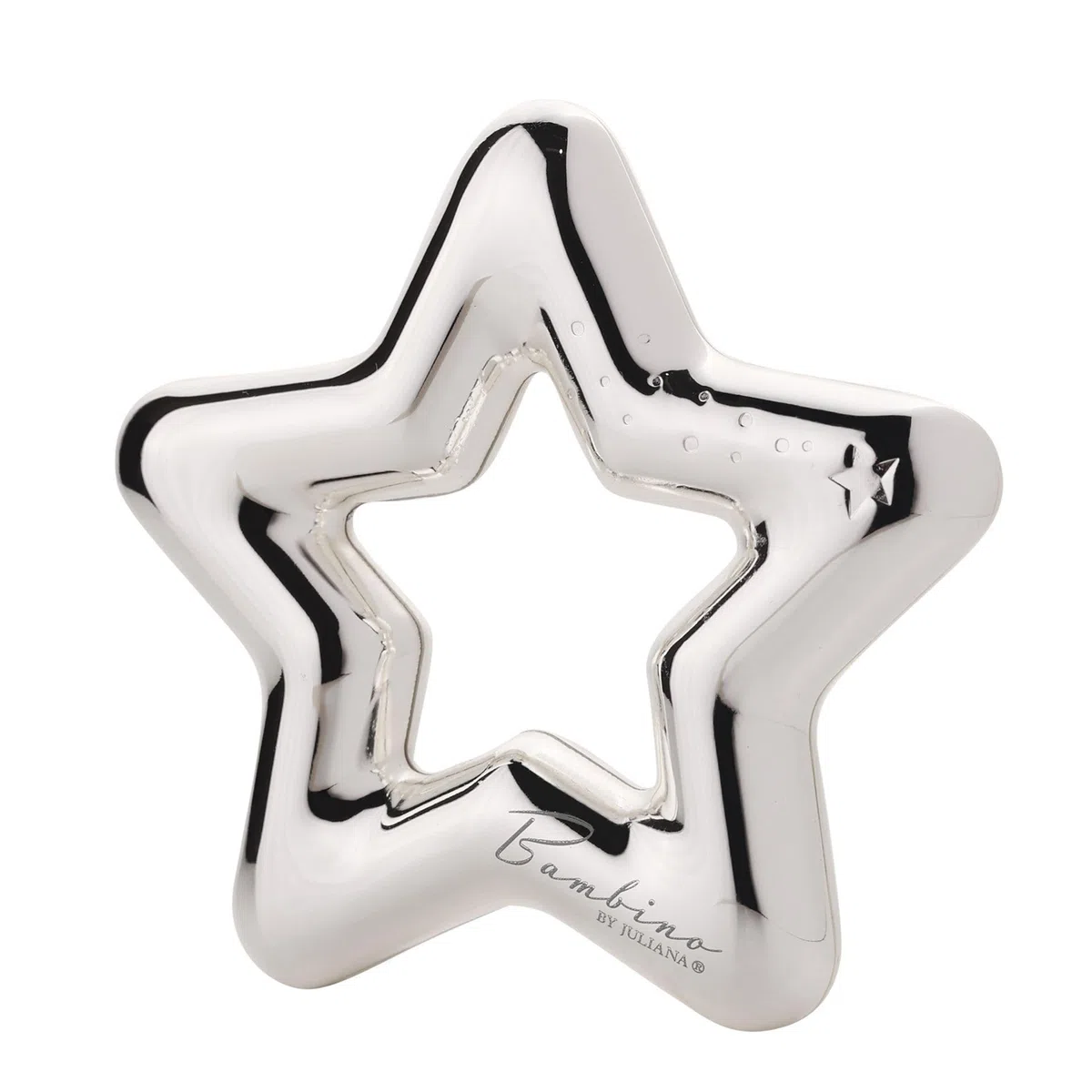 Widdop Bambino luxuriöse, versilberte Sternrassel für Baby, ideales Geschenk für Babyparty, Geburt, frischgebackene Eltern, Taufe, inklusive Geschenkbox und stilvollem grauem Beutel, Baby-Andenken