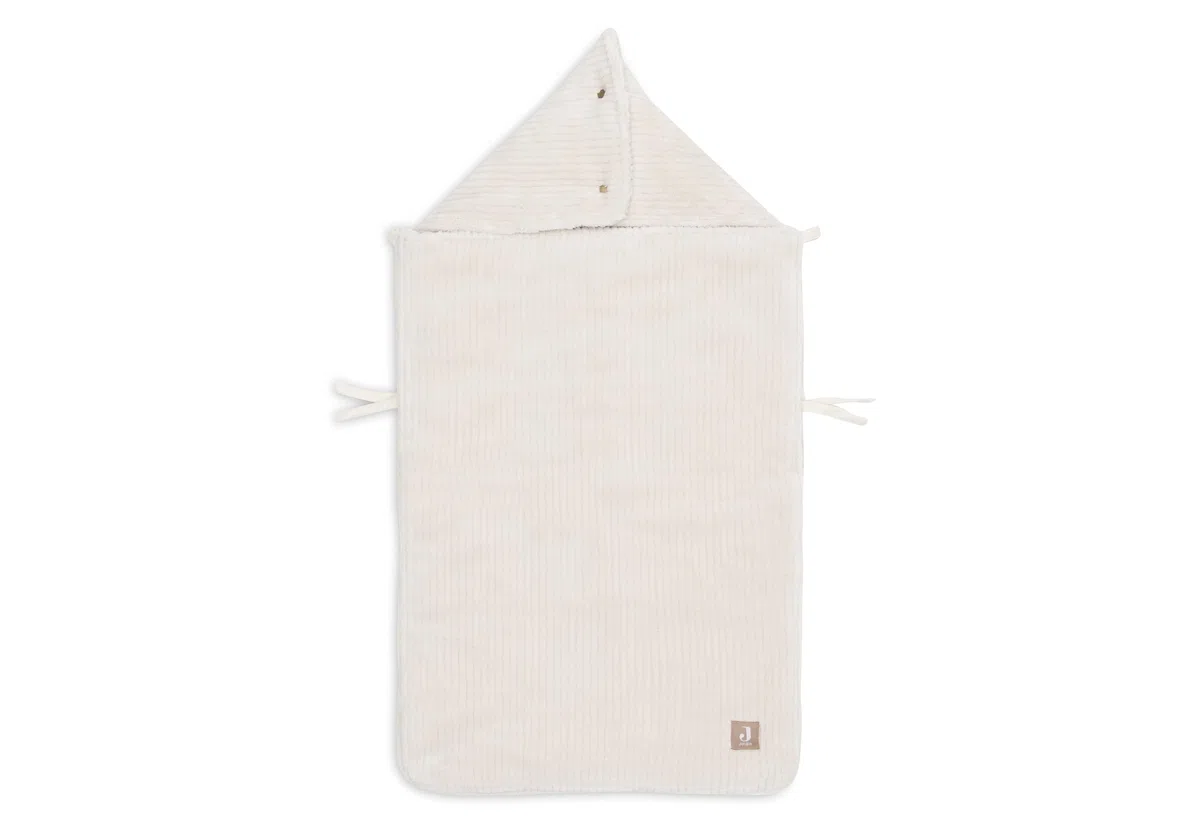 Jollein Fußsack Cloudy Rib Oatmeal Babyschale Kinderautositz Gruppe 0+ Kinderwagen 3-Punkt- 5-Punkt-Gurt Rippstruktur Fleecefutter
