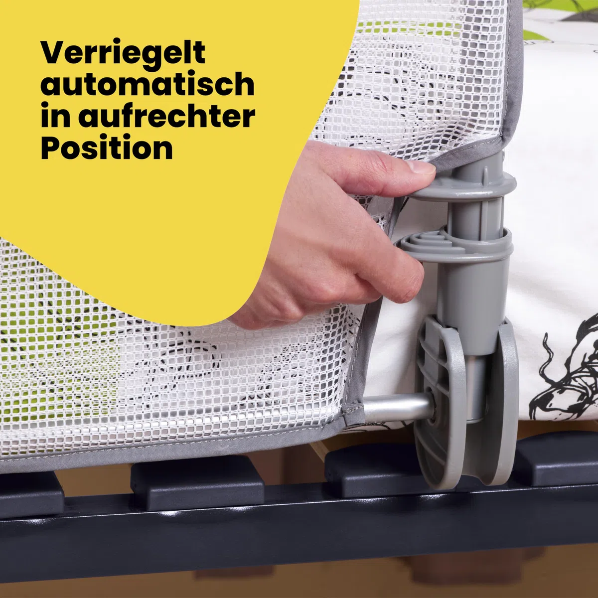 Safety 1st Extra Large Bed Rail 150 cm, Bettgitter Rausfallschutz, 18 Monate–5 Jahre, verstellbares Bettschutzgitter, Netzgewebe, automatische Sperre, einfach zu reinigen, Grau & Weiß