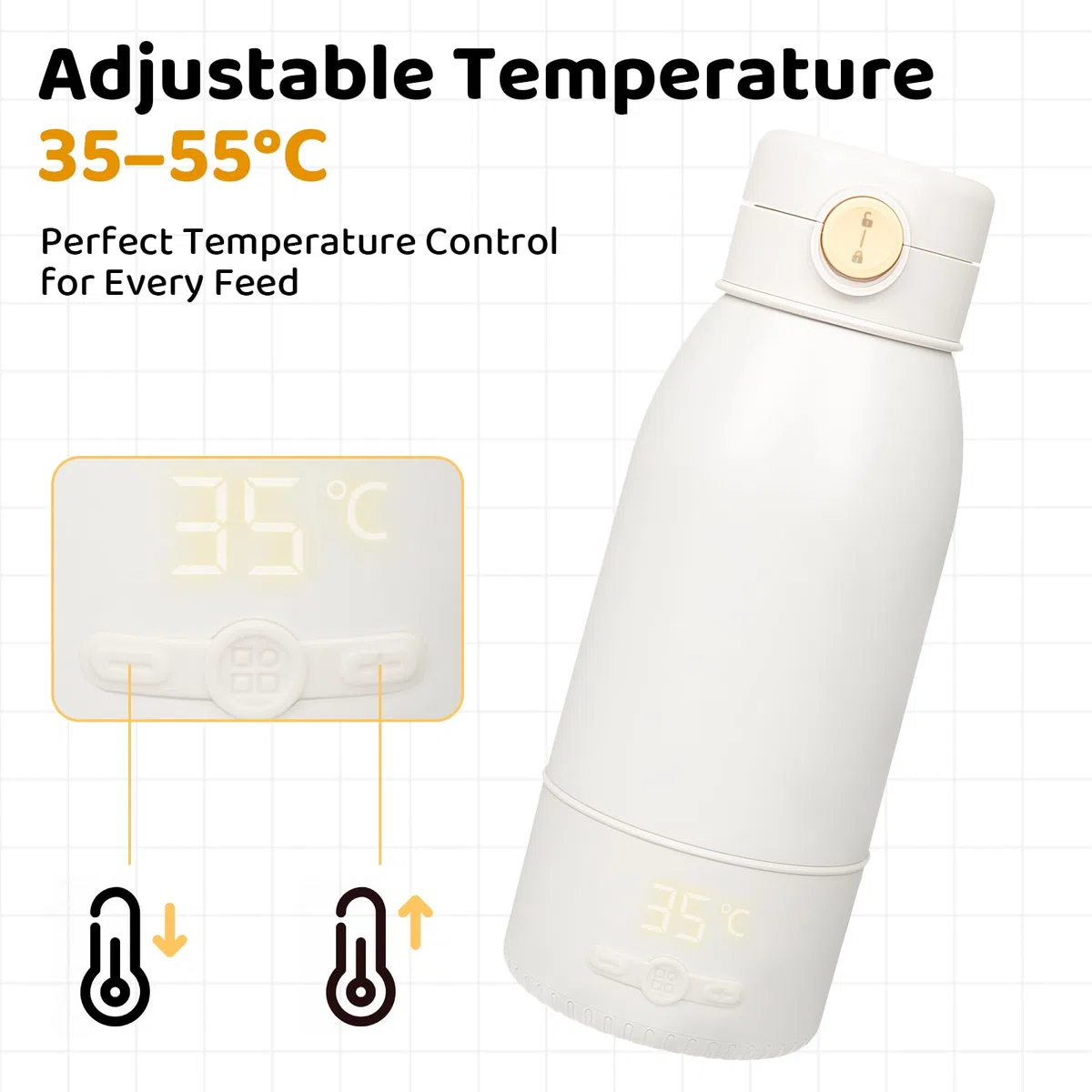 BEE&FLOWER Tragbarer Flaschenwärmer Baby Unterwegs - Große 500ml Kapazität | Pasteurisierung, Kindersicherung gegen, 24 Stunden konstante Temperatur für den Ganzen Tag