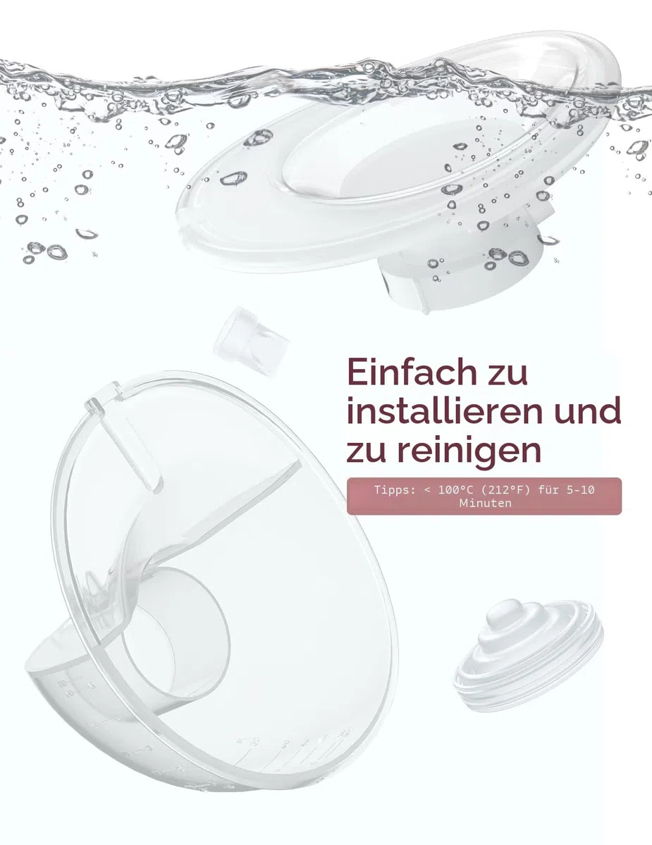 Momcozy Komplettes Set, nur kompatibel mit momcozy M5, nicht für andere. Original-M5-Milchpumpen-Ersatzzubehör (160 ml, mit doppelt versiegeltem Flansch 24 mm)