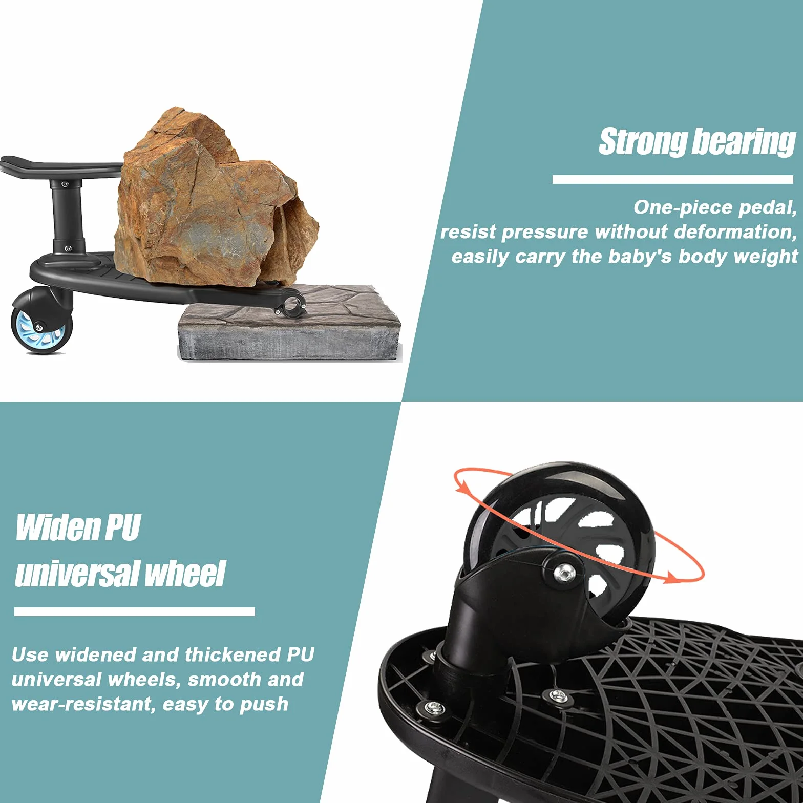Vihir Buggy Board Trittbrett Mitfahrbrett Passend für Baby Jogger Travel Pram Kinderwagen für 2-6 Jahre alte Kinder, Mit Einer Maximalen Belastung von 25Kg