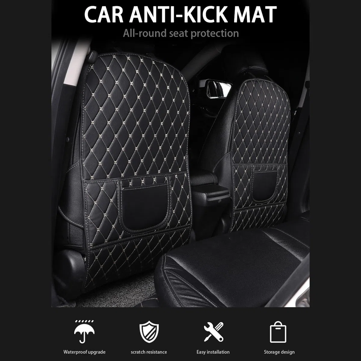 2 StüCk Schutz Autositz RüCkenlehne Kinder für Porsche Cayenne/Cayenne Coupe/Macan/Panamera/Taycan, Rear Seat Anti-Kick Leder Sitz, Auto Ssauber und Ordentlich zu Halten,- L