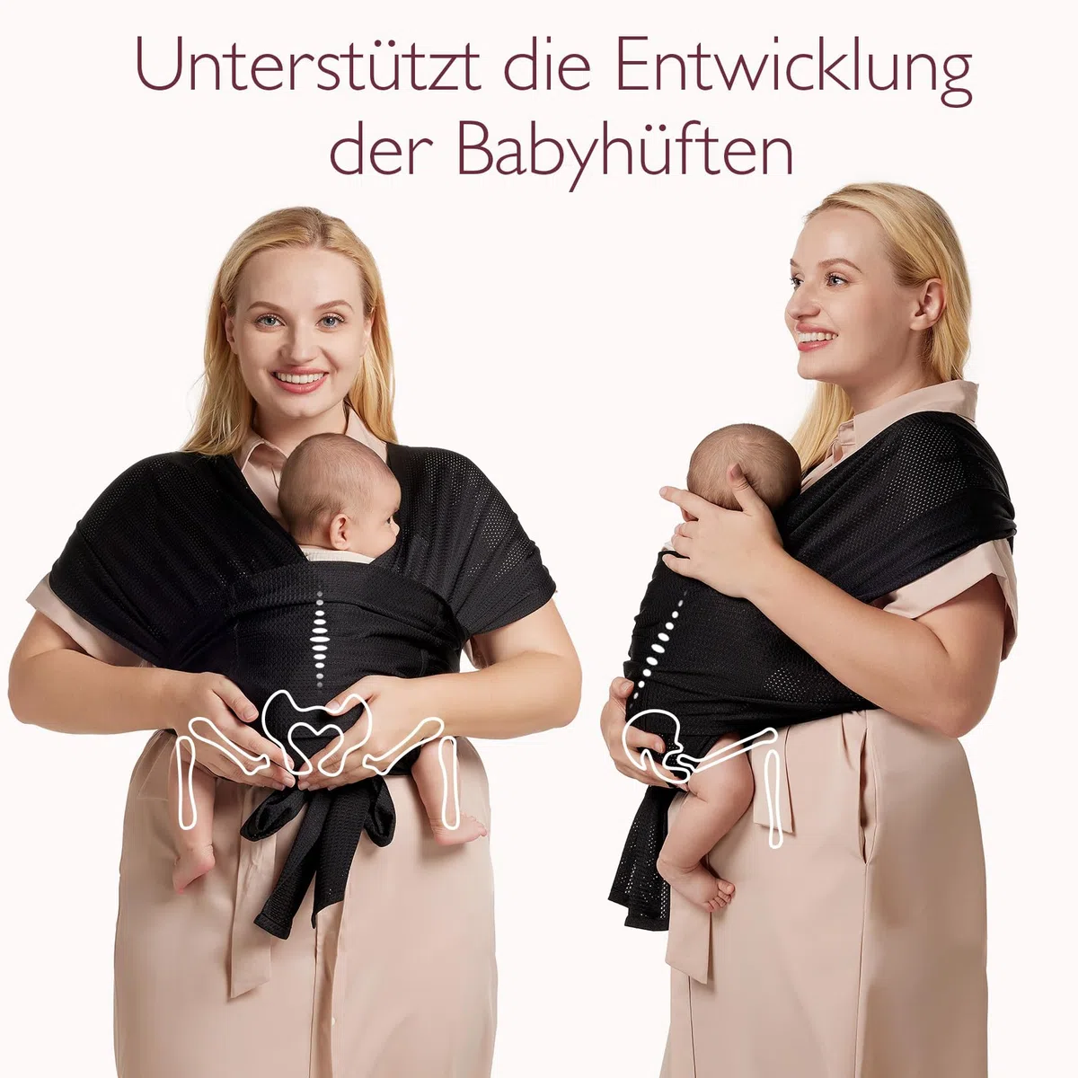 Momcozy Verstellbarer Schnallen Tragetuch Baby Neugeborene mit Air-Mesh, einfach zu tragendes Babytragetuch, bis Kleinkind (3,6-15kg), geeignet für Taillenumfang 76,2-119,4 cm, Schwarz