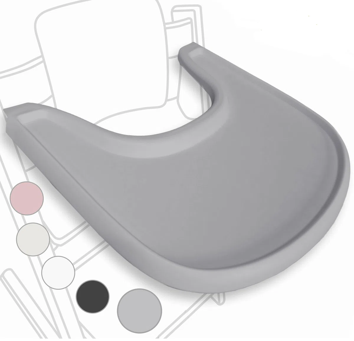 Hochstuhl-Tisch kompatibel mit Stokke Tripp Trapp MattGrau Essbrett BPA-frei