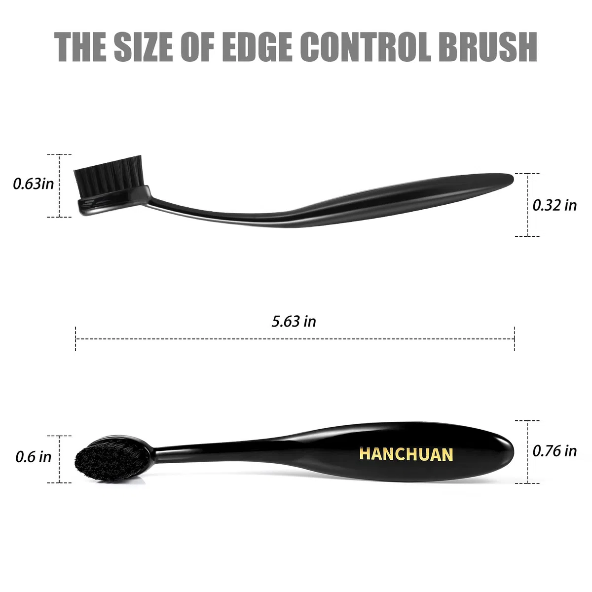 Baby Hair Brush - Schwarz - Für natürliches Haar - Kantenkontrolle und präzises Styling - Frauen und Mädchen