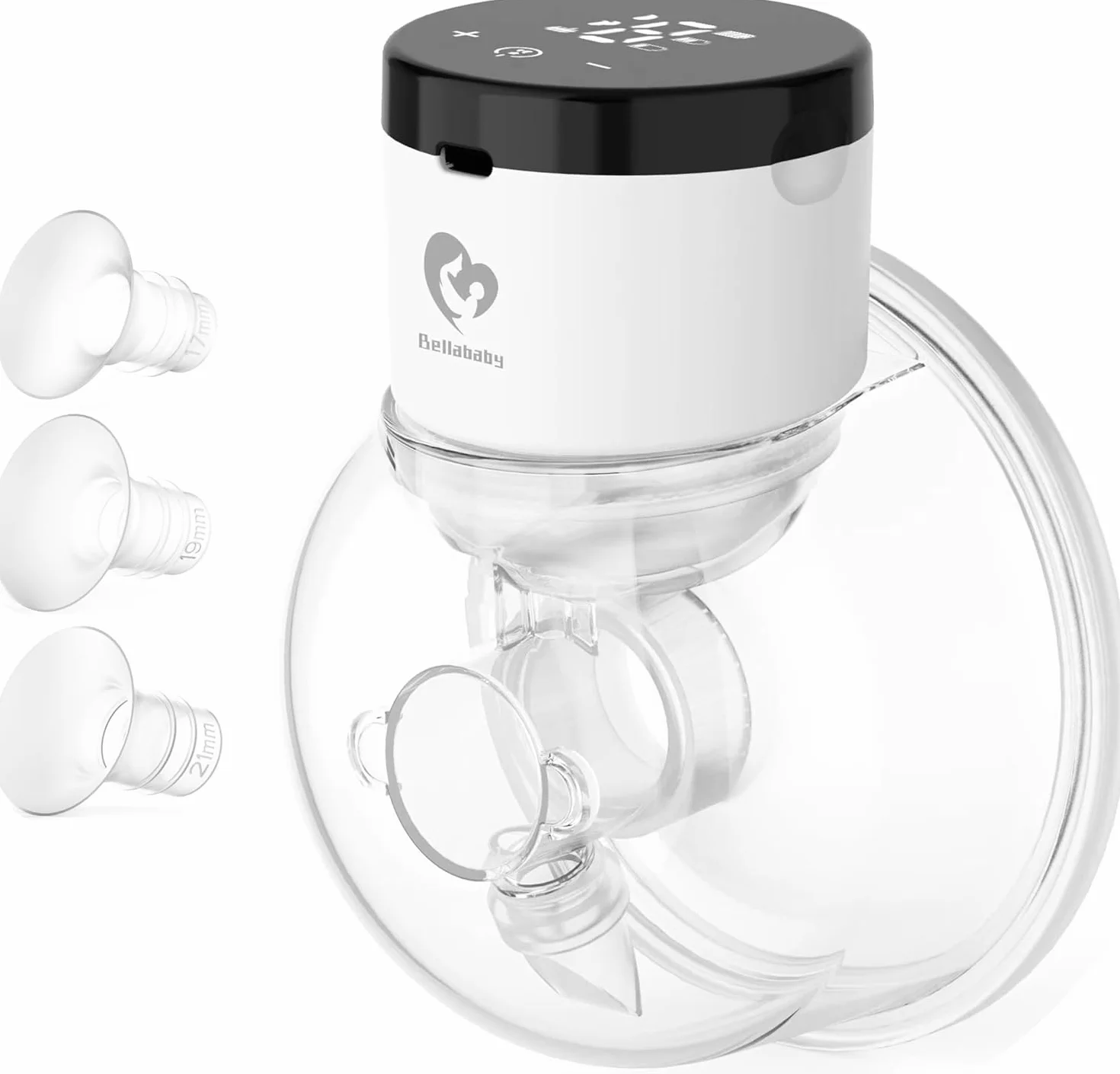 Bellababy Milchpumpe Elektrische Tragbare, Milchpump Freihändig, Geräuscharm und Schmerzfrei, 4 Modi & 9 Saugstufen, mit Touchscreen-LCD-Display,Einsatzgröße: 17 mm, 19 mm, 21 mm