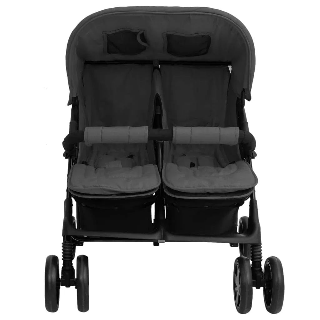 Willood Tandem Kinderwagen Geschwisterwagen Zwillingskinderwagen Dunkelgrau Stahl