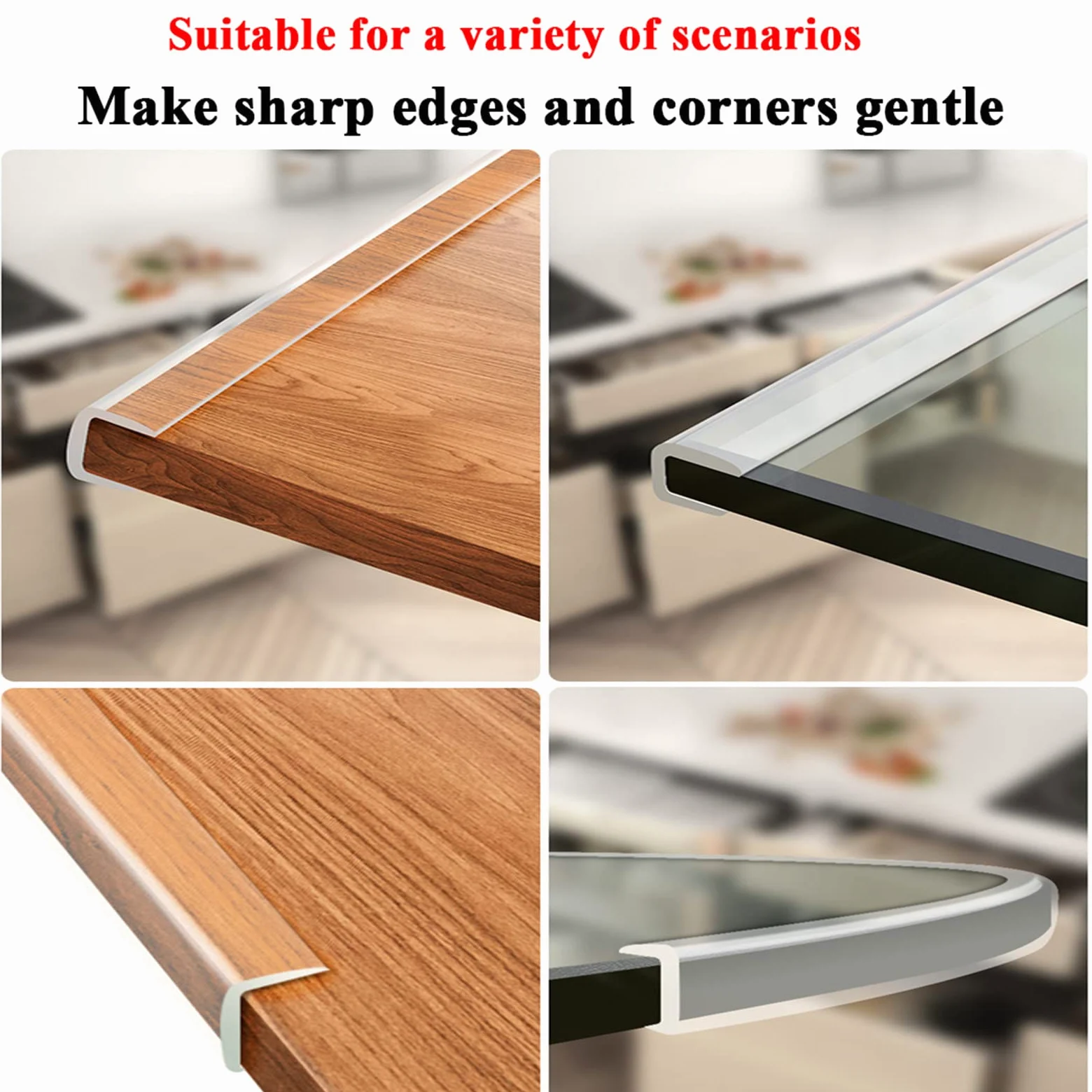 Baby Proofing U-förmiger Kantenschutzstreifen Klarer, weicher Eckenschutz für Kinder Sicherheitsstoßstangen für Tisch, Schrank, Schublade,I-10m/32.8ft