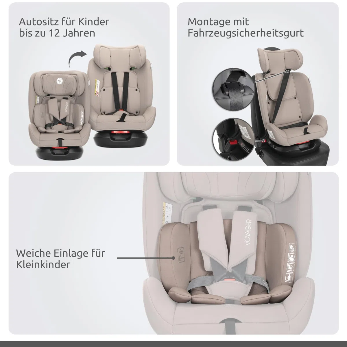 Lorelli Mitwachsender Kindersitz [Ohne Isofix] i-Size 40-150cm, Baby Autositz Voyager, Gruppe 0+/1/2/3, Autokindersitz ab Geburt bis 12 Jahre, 0-36 kg, Auto Babysitz ab Geburt, 5-Punkt-Gurt, Rosa