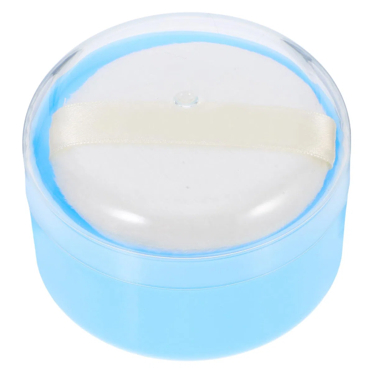 Uonlytech Praktische Aufbewahrungsbox aus Kunststoff und Textilbaumwolle Tragbare Babypuderdose mit Puderquaste Blau für Babypuder zur Täglichen Anwendung zu Hause