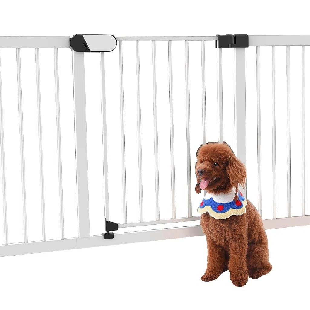 ArinkO Stanzfreies hohes Treppenschutzgitter für die Sicherheit von Kindern und Haustieren – Verstellbarer Zaun für Treppen und Spielbereiche – Höhe: 76 cm – Länge: 222–229 cm