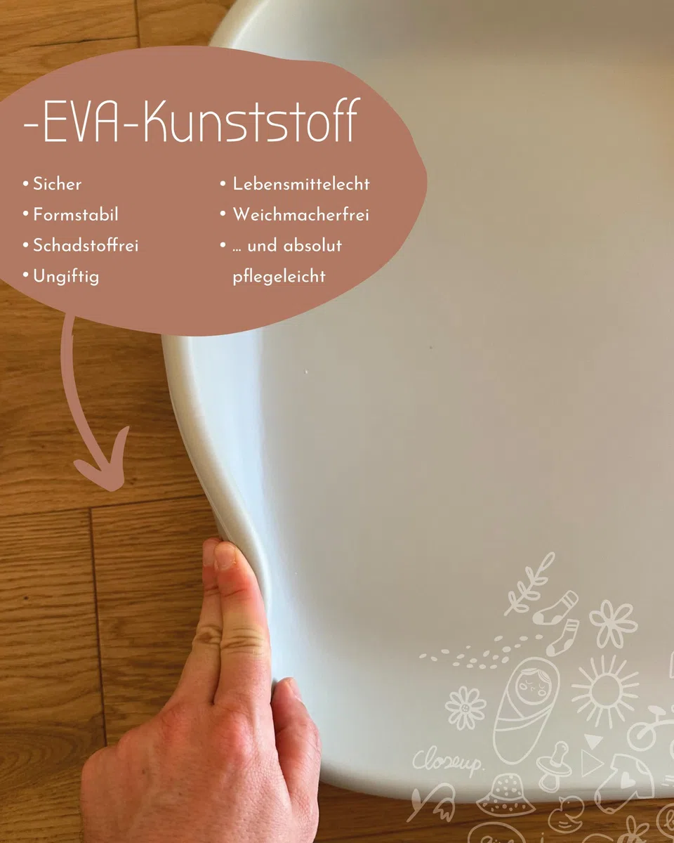 Close Up Baby Wickelauflage 67 x 43 cm aus EVA Kunststoff – weich gepolstert, rutschfest mit Noppen & Rausfallschutz – pflegeleicht, schadstofffrei, Wickelunterlage ideal für Kommode & unterwegs