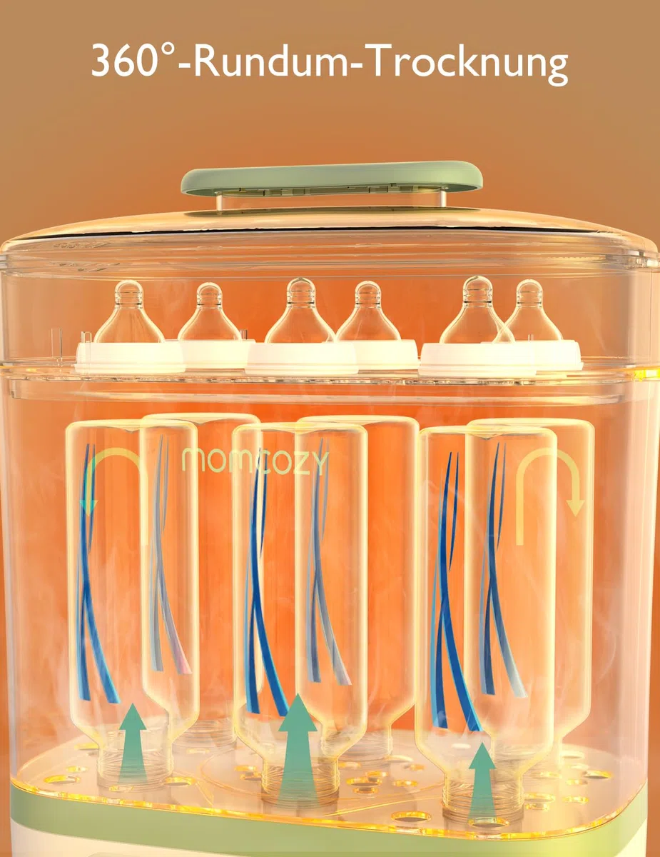 Momcozy Elektrischer Dampfsterilisator für Babyflaschen – 3-in-1 Sterilisiert & Entkalkungstab für Babyproduct wie Milchpumpem, Flaschenwärmer, Bottle washer, Sterilisator für Babyflaschen