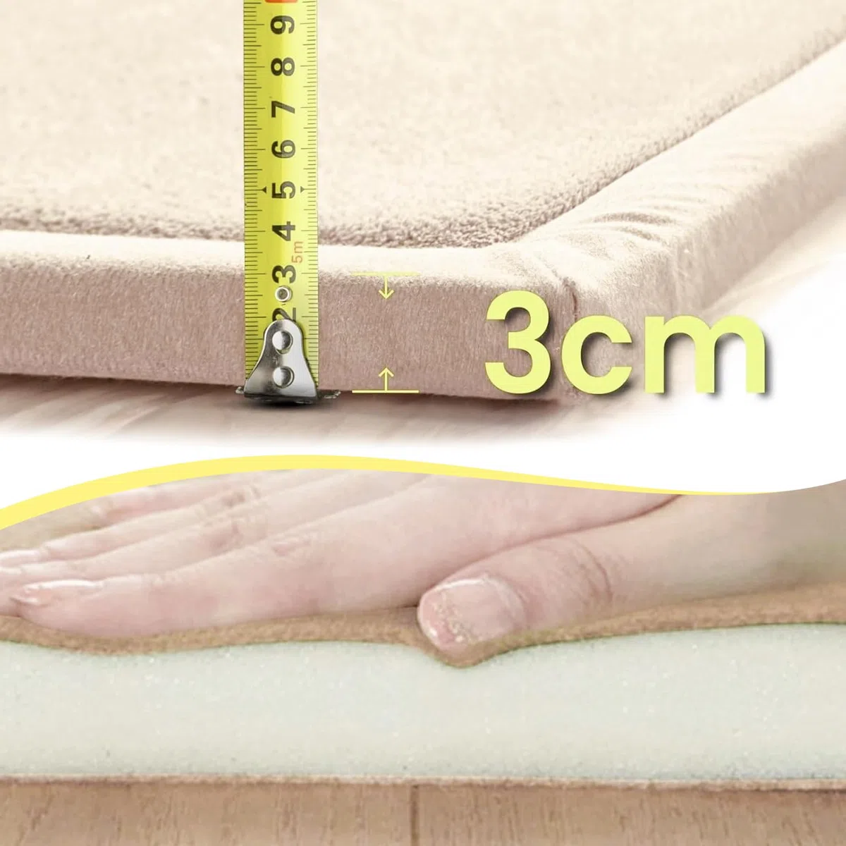 Krabbelmatte Baby 140 x 220 cm Creme 3cm Extra Dick und Spielmatte Kinder, Spielteppich Baby Rutschfester Krabbelteppich für Babys Memory Foam Teppich Kinder für Kinderzimmer Tatami Matte