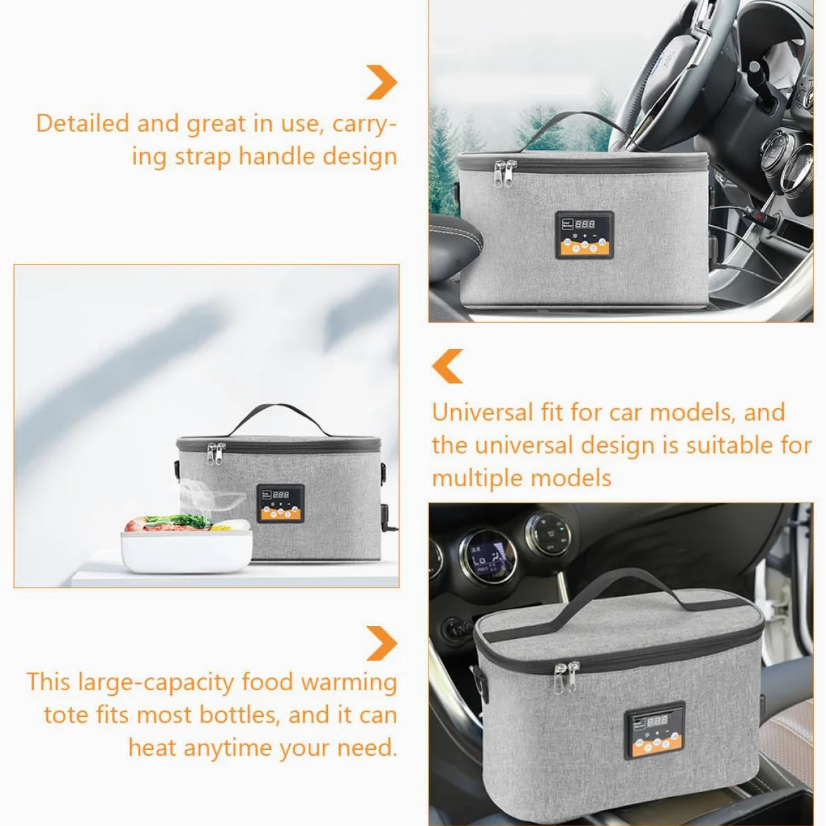Elektrische Babyflaschenwärmer Tasche Tragbar und Flüssigkristall Thermostat 8l mit Echtzeit Temperaturanzeige aus Oxfordstoff mit Tragegriff für Auto und Outdoor