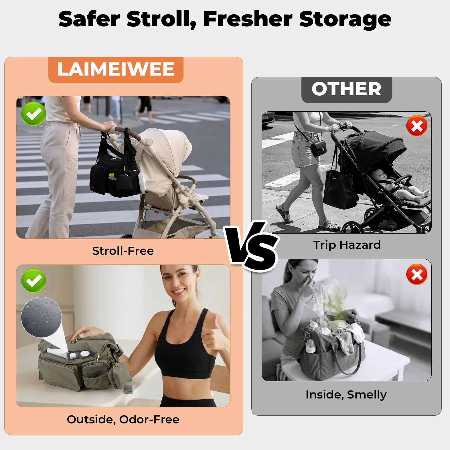 Puffy Wickeltasche 2-in-1 Kinderwagen Organizer & Umhängetasche, 13L leichte Reisetasche Baby Damen, multifunktionale Buggy Tasche als Wickelrucksack-Alternative, Eukalyptusgrau