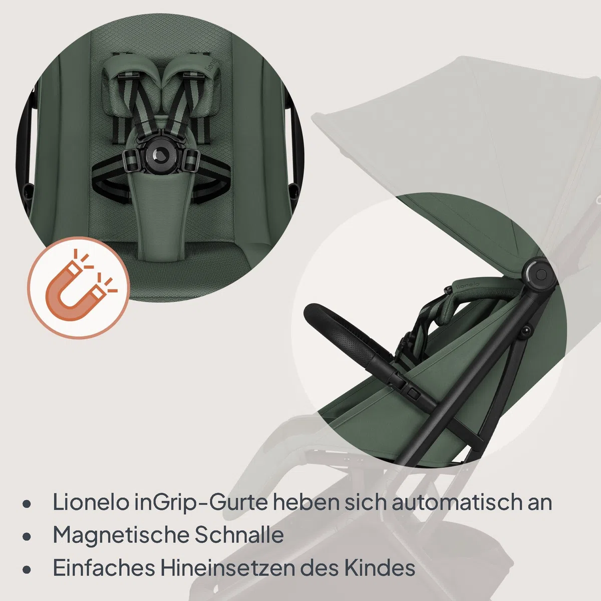 Lionelo Sia Reisebuggy ultraleicht & ultrakompakt faltbar, 5,9 kg, bis 22 kg, 6 Monaten bis 4 Jahre, Liegeposition, Federung, UPF50+ Verdeck, Moskitonetz, Einkaufskorb 3 kg, Becherhalter, Tragegurt