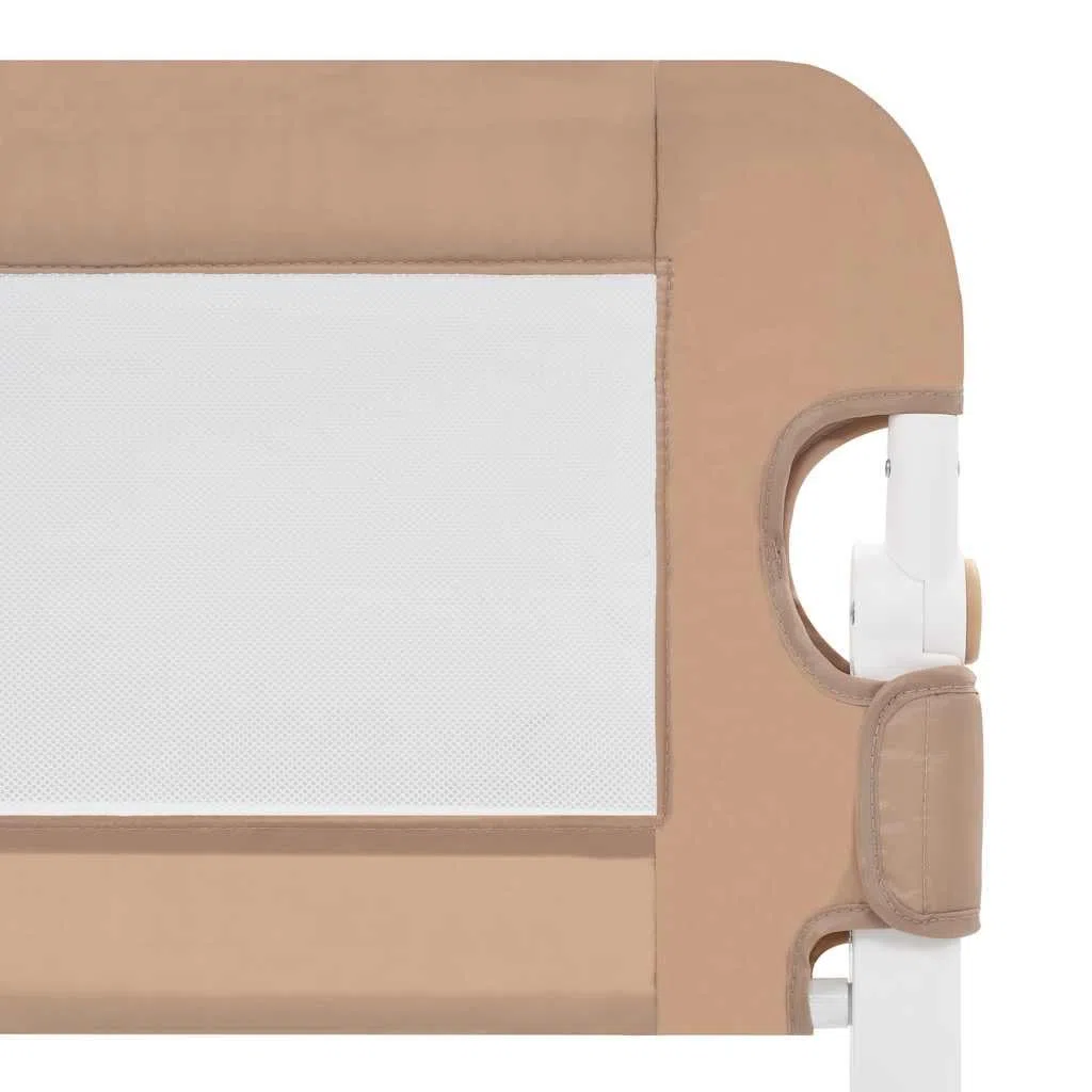 Kleinkind-Bettschutzgitter Taupe 180x42 cm aus Polyester mit klappbarem, atmungsaktivem Schutzgitter, höhenverstellbar und leicht für Kinderbett, Elternbett, Boxspringbett und Reisebett