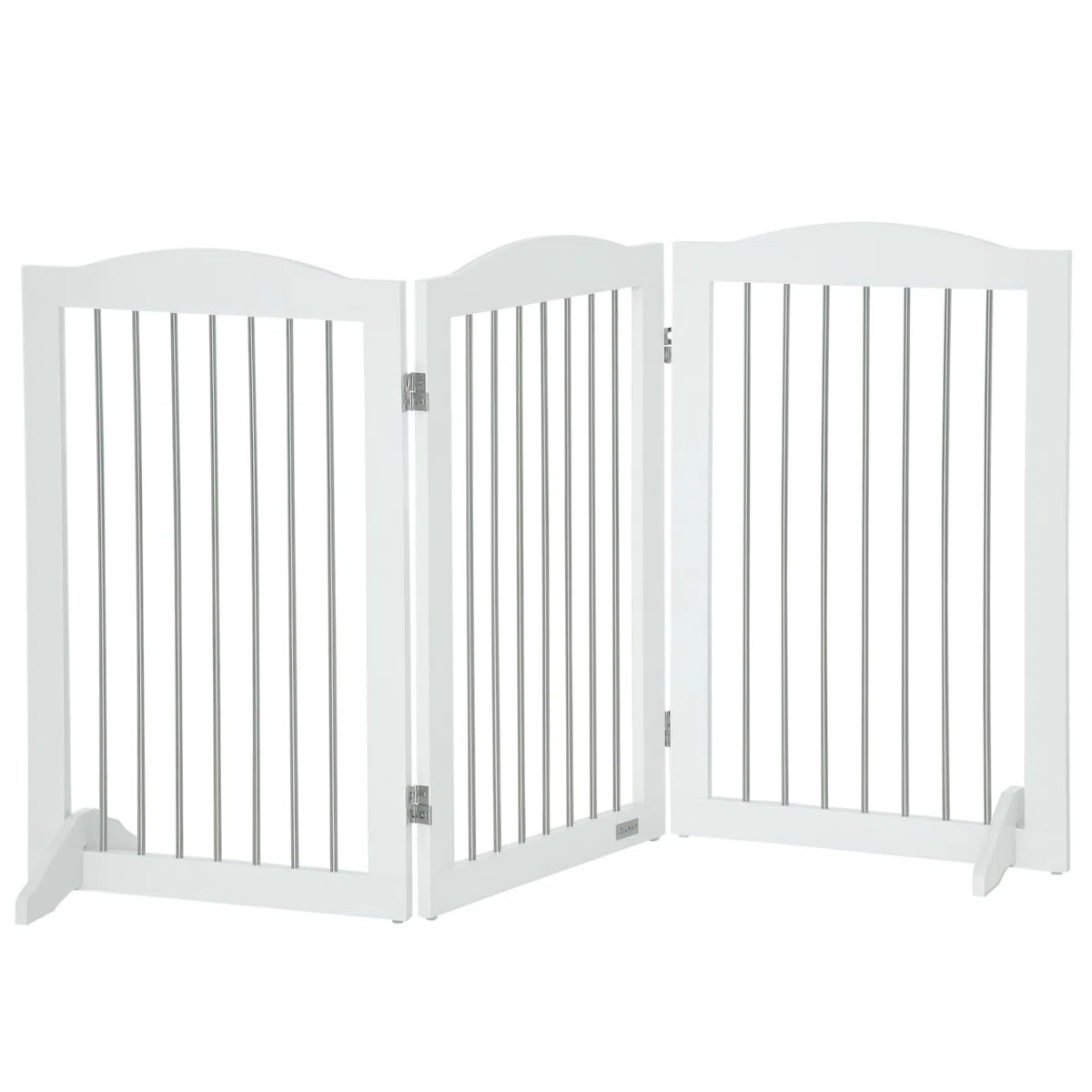 PawHut Absperrgitter Hund Freistehendes Schutzgitter 154 x 80 cm Weiß | Mit Füßen, Hundegitter Klappbar, Treppenschutzgitter, Treppengitter, Hundeabsperrgitter, für Treppen, Türen, 3 Paneelen