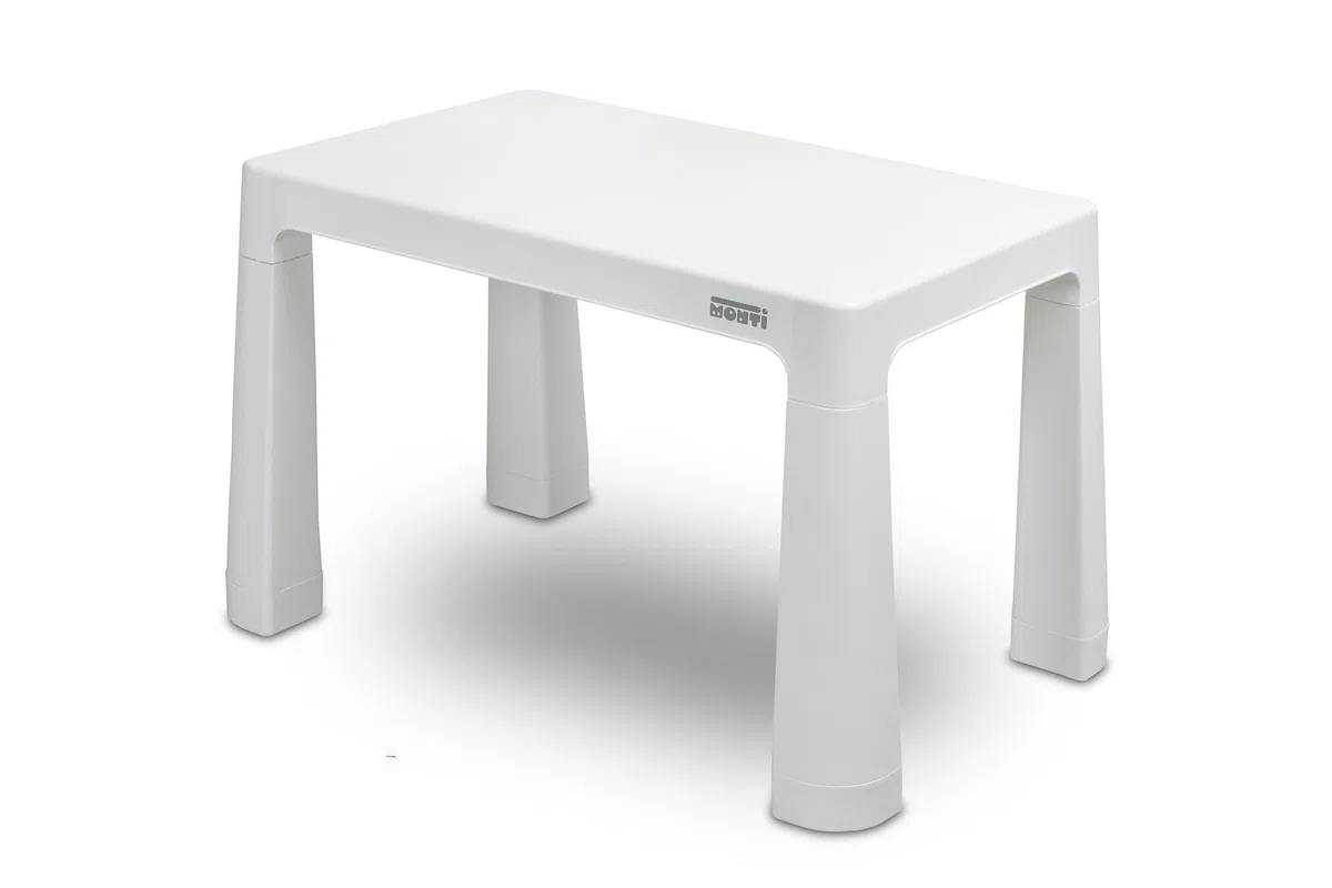 IKS2 Toyz Monti Kindertisch mit 2 Stühlen - Kindersitzgruppe - ab 3 Jahren - Kindermöbel Set Tisch und 2 x Stuhl - Kleiner Tisch und Stühle aus Kunststoff, für Outdoor und Indoor - Grau