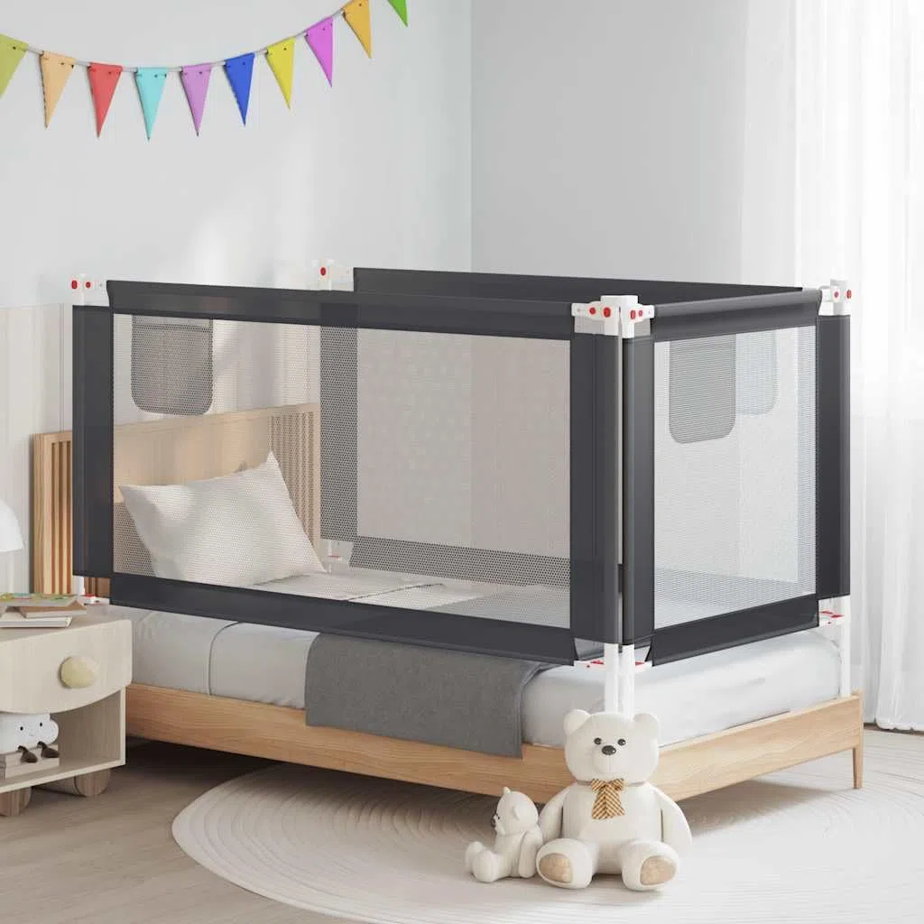 Generisch Kleinkind-Bettschutzgitter Dunkelgrau 160x25 cm Stoff,Baby & Kleinkind,Babysicherheit,Baby-Bettschutzgitter-10230