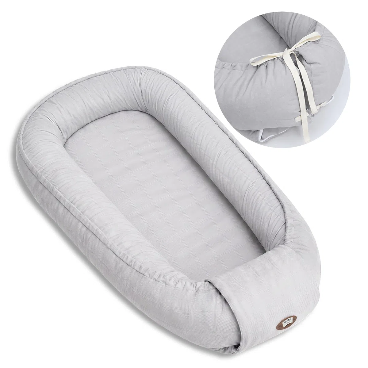 Babynest Neugeborene 95x56cm,Vollständig Abnehmbar Nestchen Baby,Waschbar Verstellbar Babynestchen Tragbar,Multifunktional Kuschelnest für Jungen und Mädchen,Grau