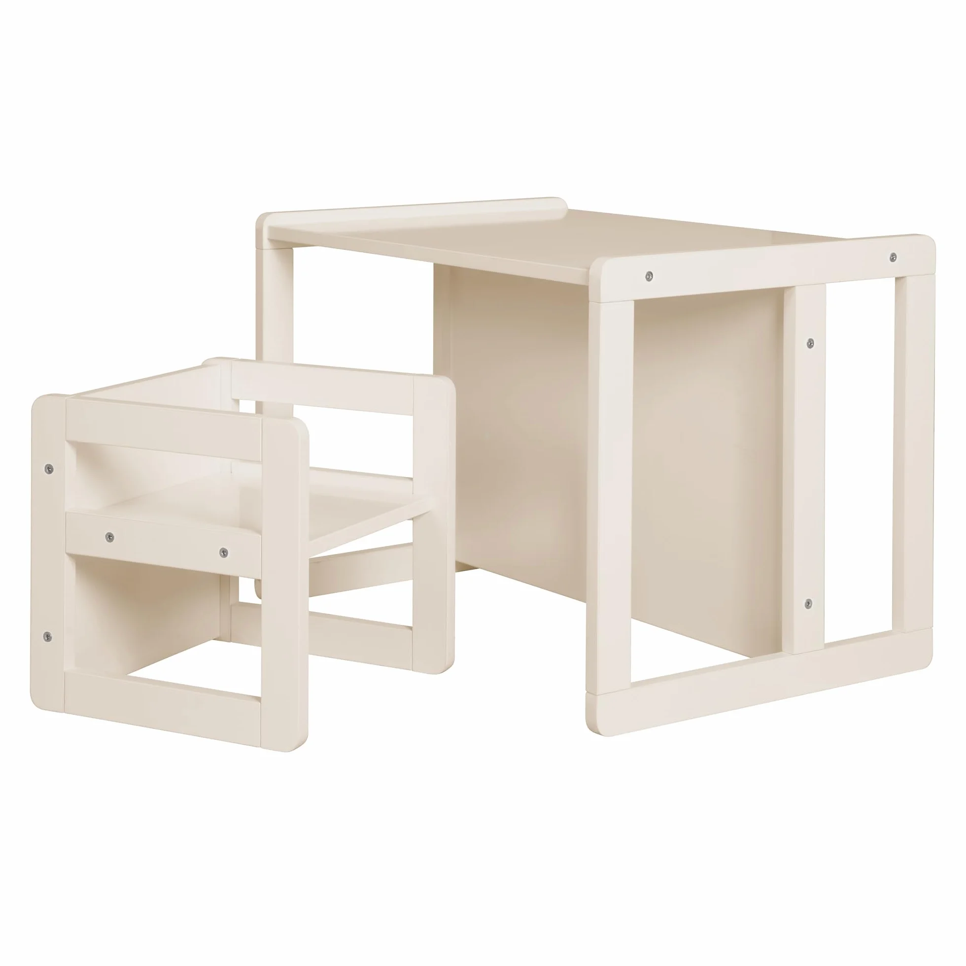 roba Kindersitzgruppe 3in1 - Wendehocker & zum Tisch umwandelbarer Kinderbank - Sitzgruppe für Kinder - Set aus Holz beige/Cashmere