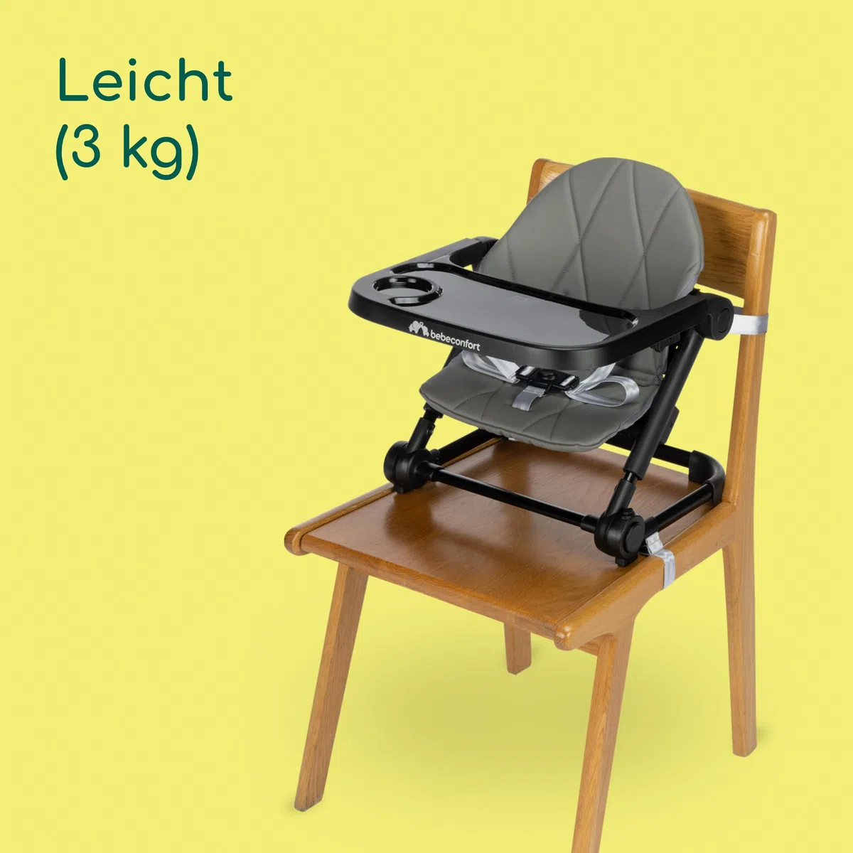 Bebeconfort Moly Sitzerhöhung Kind 6 Mon–3 Jahre 9–15 kg klappbarer Hochstuhl 3 Höhen Tinted Grey