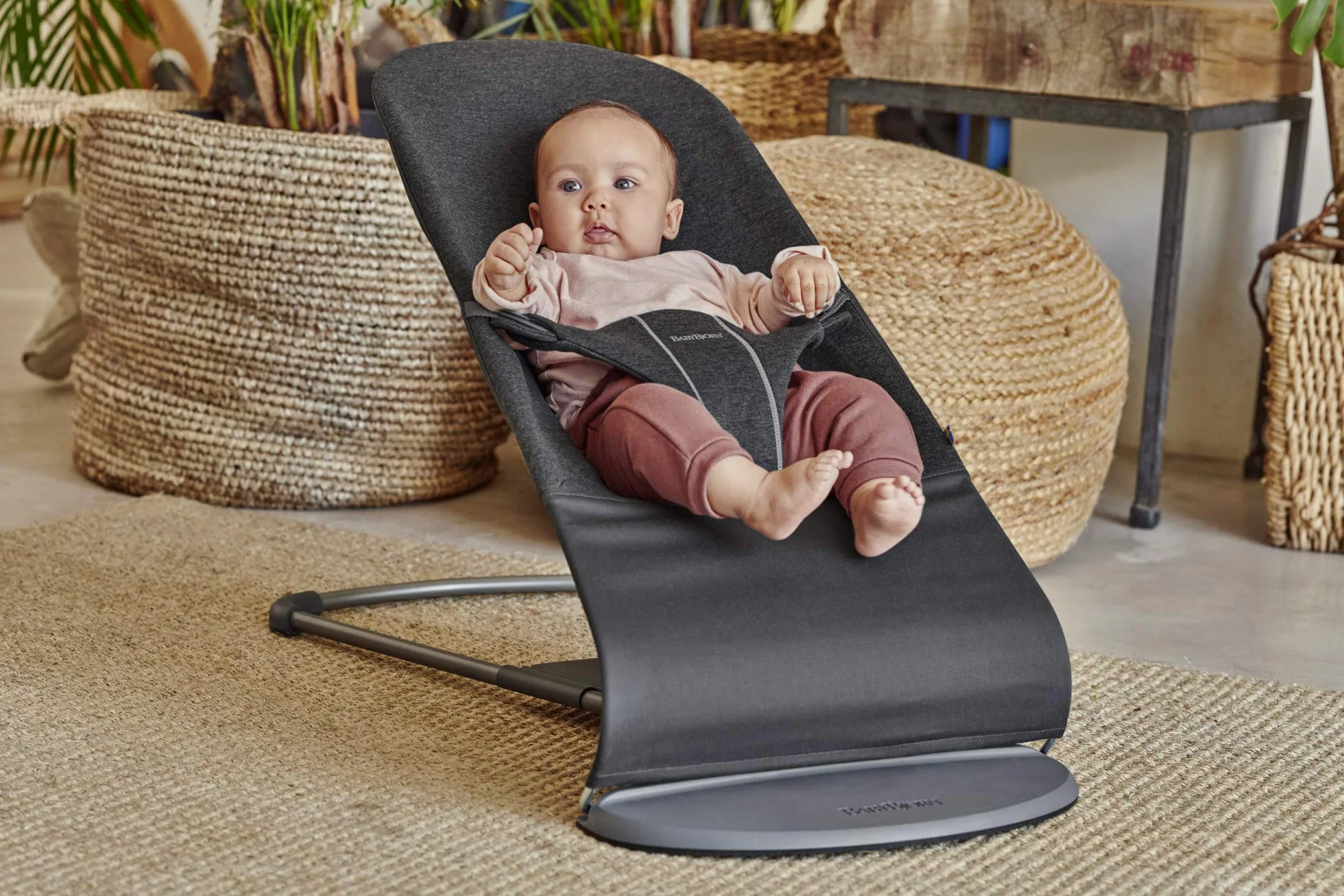 BabyBjörn Babywippe Bliss, 3D-Jersey, Schwarzgrau