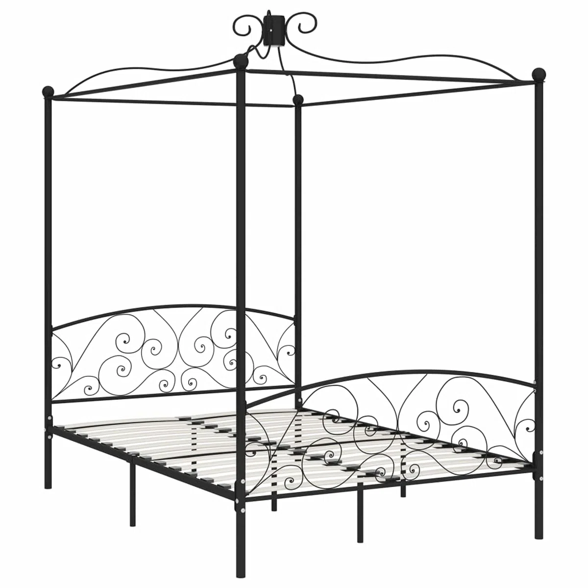 Himmelbett-Gestell Schwarz Metall 120 x 200 cm Himmelstange Klemmen Betthimmel Stange Himmelbett Gestell Moskitonetz Halterung Bett