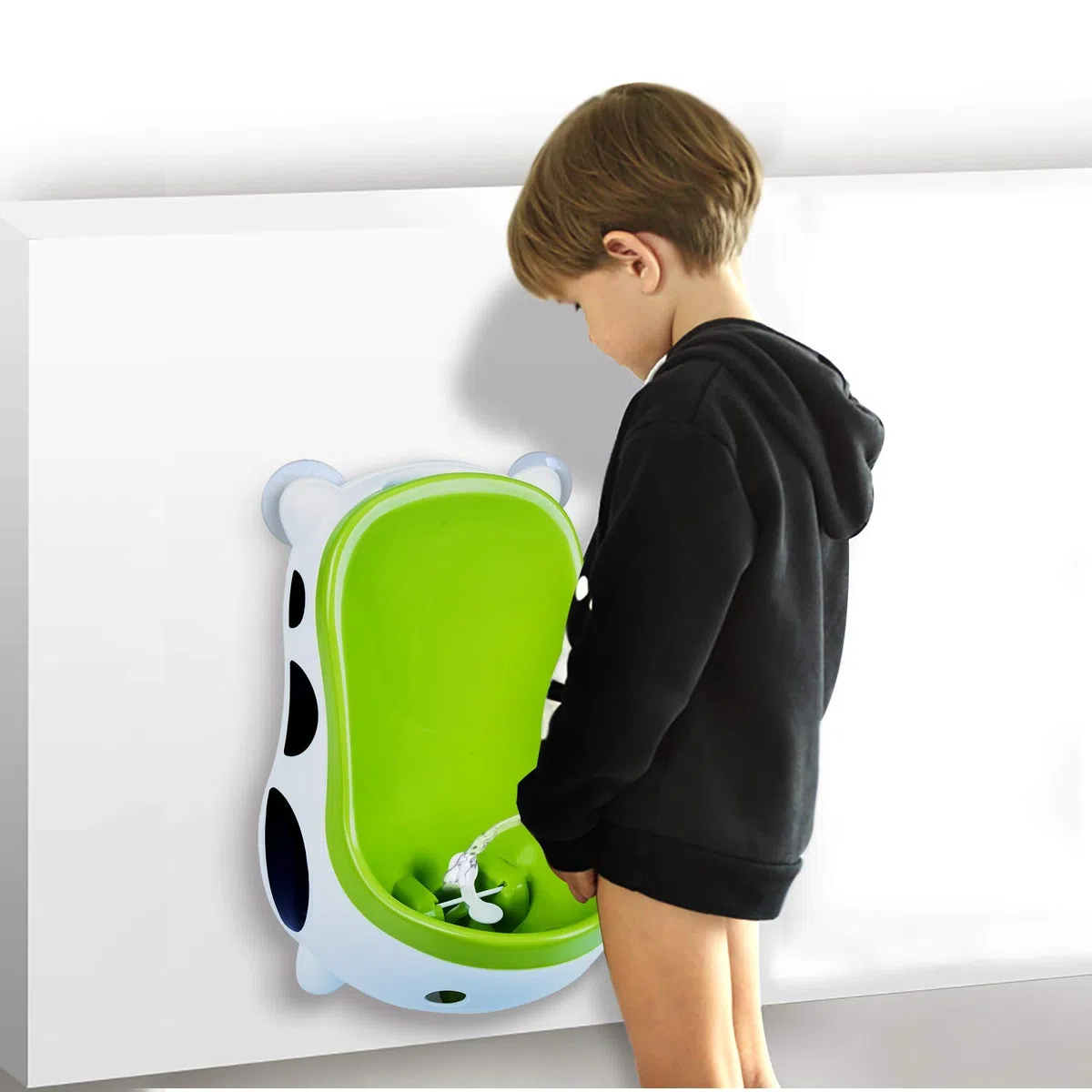 Niedlicher Frosch for Kinder, Töpfchen-Trainingsurinal for Jungen, Pinkeltrainer for Badezimmer, Kinderurinal mit wirbelndem Ziel(Cow)