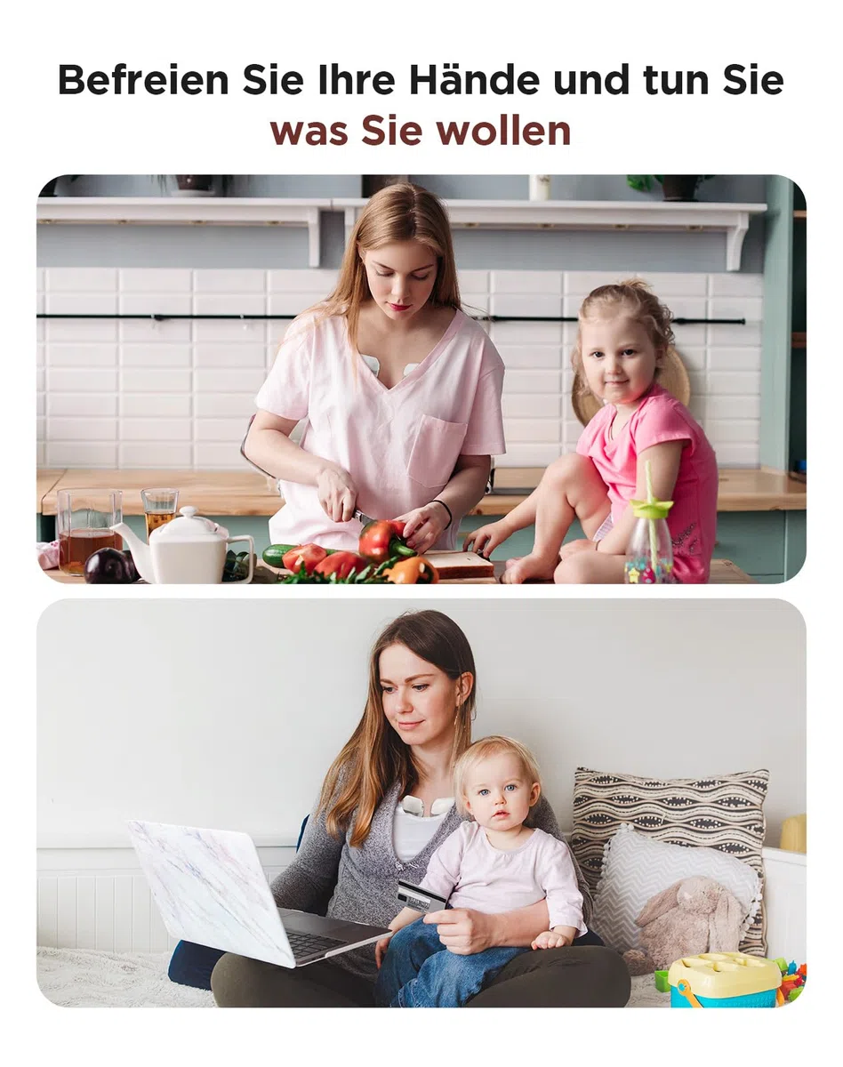 Haokoo Elektrische Milchpumpe -201g BPA-frei Milchpumpe Elektrisch Freihändig, 3 Modi und 12 Stufen, 40dB Leise, Ideal für Arbeit, Reisen & Nacht, 2er-Pack