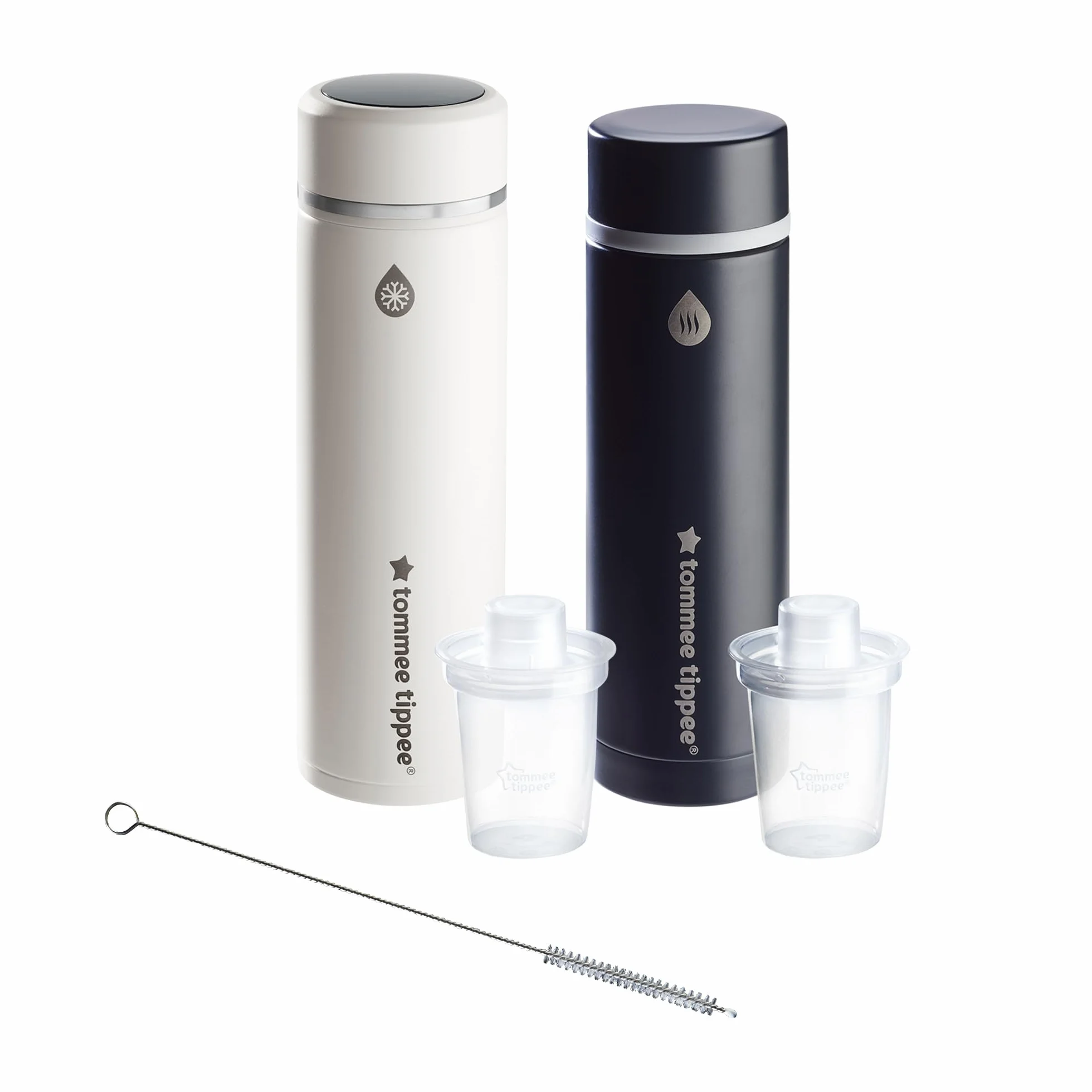 Tommee Tippee PrepGo Zubereiter-Set, Kühlt Babymilch zur guten Temperatur in nur 2 Minuten, Transportierbare Thermosflaschen, Temperaturdisplay