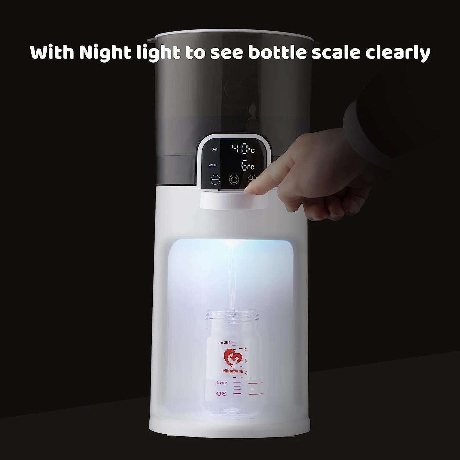 Bellababy Flaschenzubereiter für Babys,Flaschenwärmer Baby,Instant Warmer 5~15 Minuten,Wasserspender für Sofortige Herstellung von Formelflaschen,Abnehmbarer Behälter,Einfache Reinigung,Schwarz
