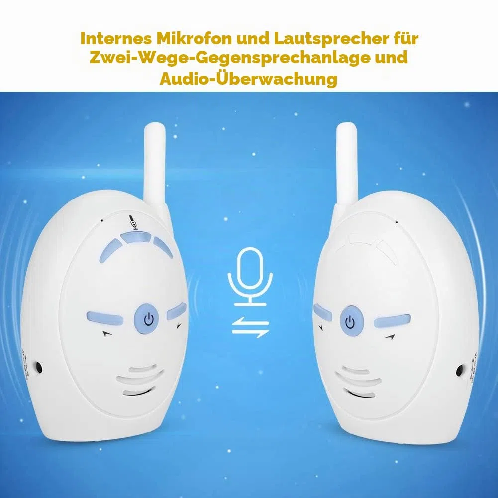 Digital Audio Babyphone mit gegensprechfunktion, Nanny Intercom Surveillance System Unterstützung Zwei Wege Audio, Hohe Empfindlichkeit Sicherheitsalarm für Zuhause/Baby/Haustier (EU)