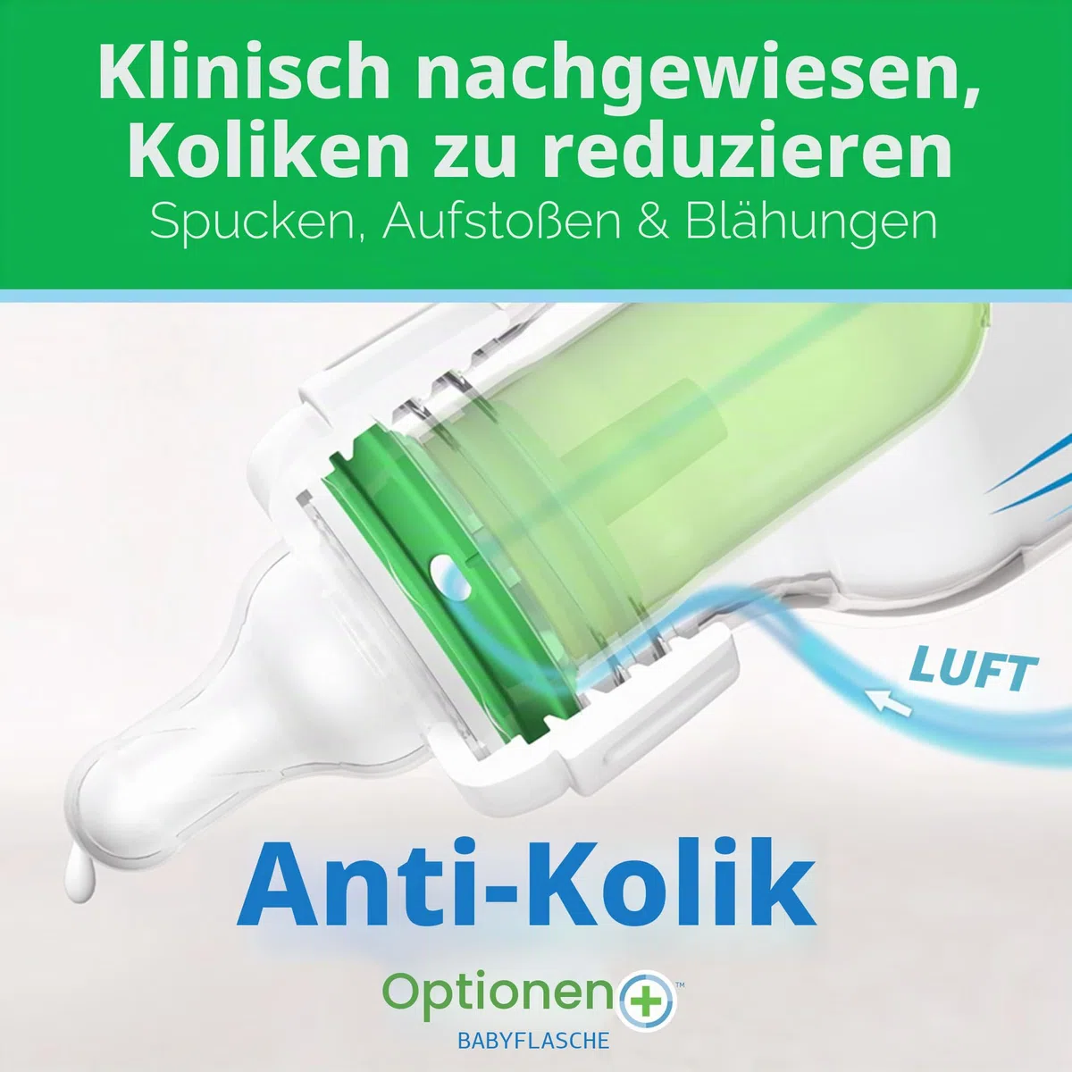 Dr. Brown's Anti-Colic Options+ schmale Glas-Babyflasche mit langsamem Trinksauger Stufe 1, BPA-frei, 120 ml, 4 Stück