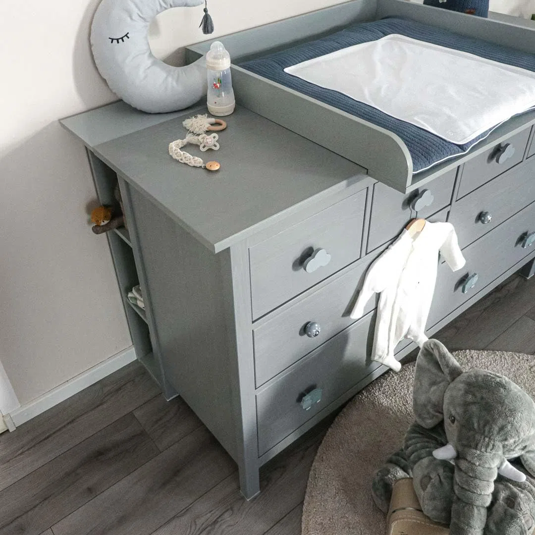 Puckdaddy Lucas Stauraumregal kompatibel mit Hemnes Kommoden 19x30x93cm Holzstärke 2cm Grau