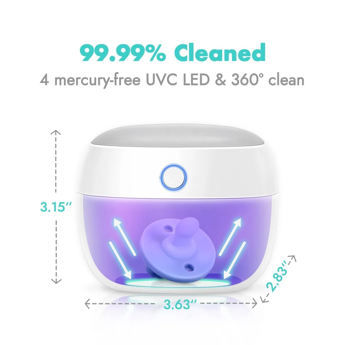 Papablic Tragbares UV-Licht-Desinfektionsmittel, Mini-UV-C-Desinfektionsbox für Schnuller und mehr, 99,99% Desinfektion in 59 Sekunden, wiederaufladbar über USB