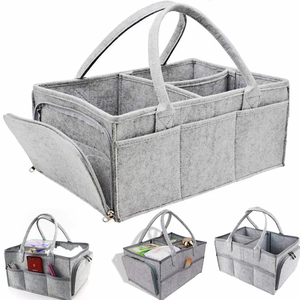 Windel Organizer, tragbare Wickeltasche Filz Baby Windel Organizer mit austauschbaren Fächern für Wickeltisch, Beißring, Windel, Lätzchen, Dusche Geschenkkorb