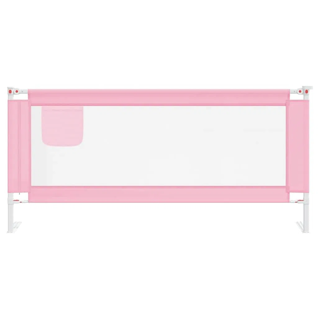 Kleinkind-Bettschutzgitter Rosa aus Stoff 200x25 cm, höhenverstellbar, klappbar mit Rausfallschutz, atmungsaktiv für Kinderbett, Elternbett, Boxspringbett und Reisebett
