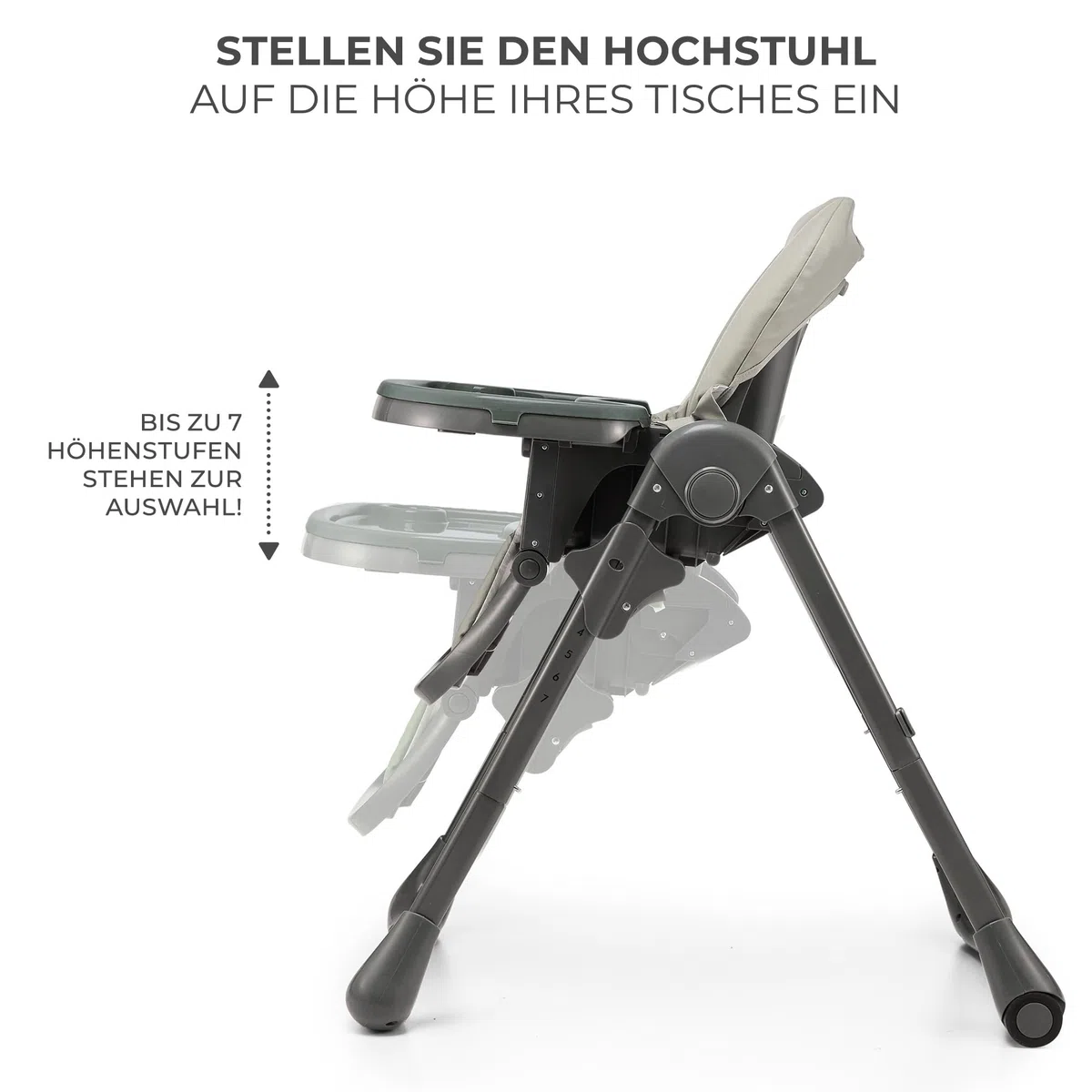 Kinderkraft TUMMIE Hochstuhl 2 in 1, Kinderhochstuhl, Babystuhl, Kombihochstuhl, Grau
