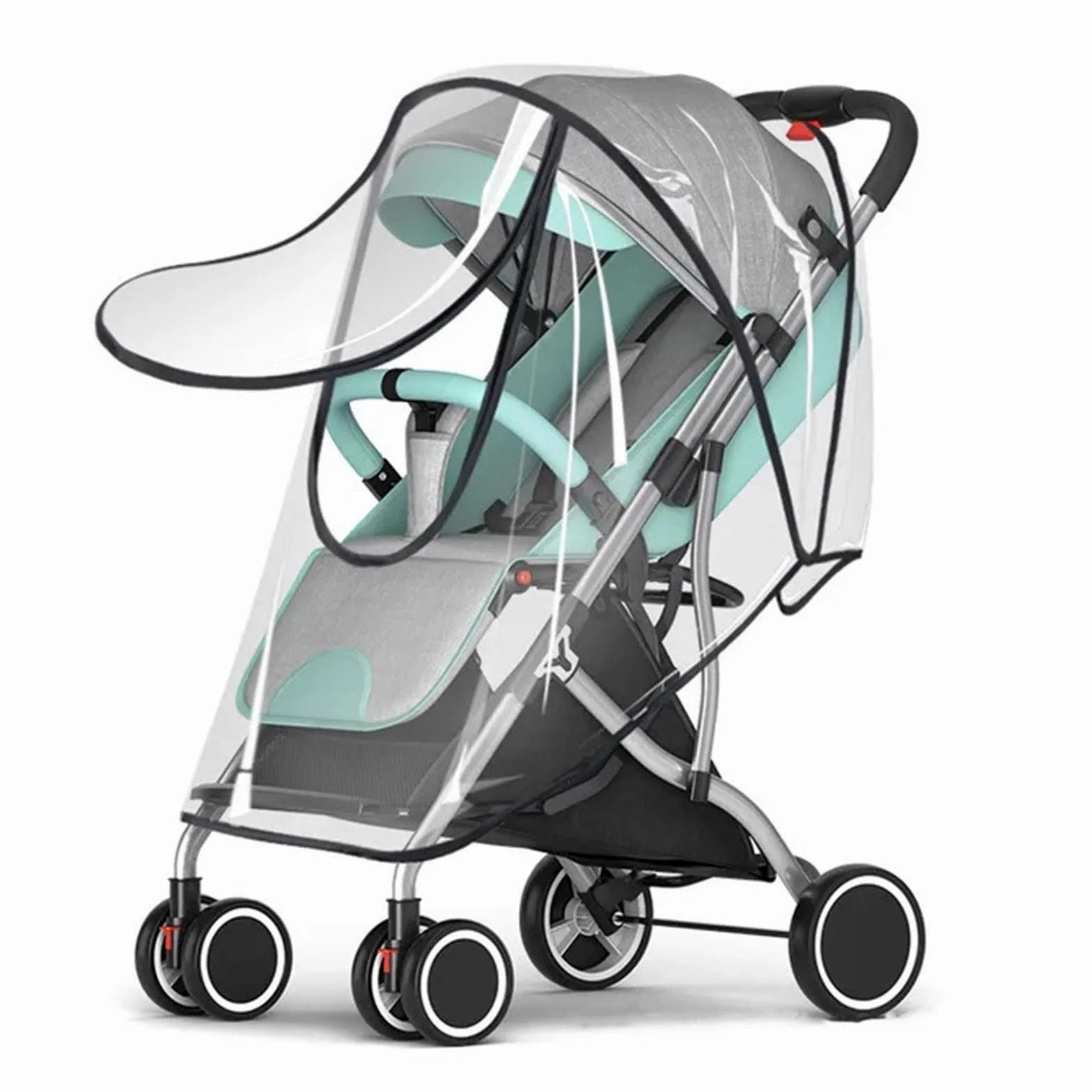 Kinderwagen Regenschutz Universal wasserdichte Kinderwagen Regenschutz Kinderwagen Zubehör Transparent Wind Staub Schild Reißverschluss Öffnen for Kinderwagen Regenmantel(Zipper Eva raincover)