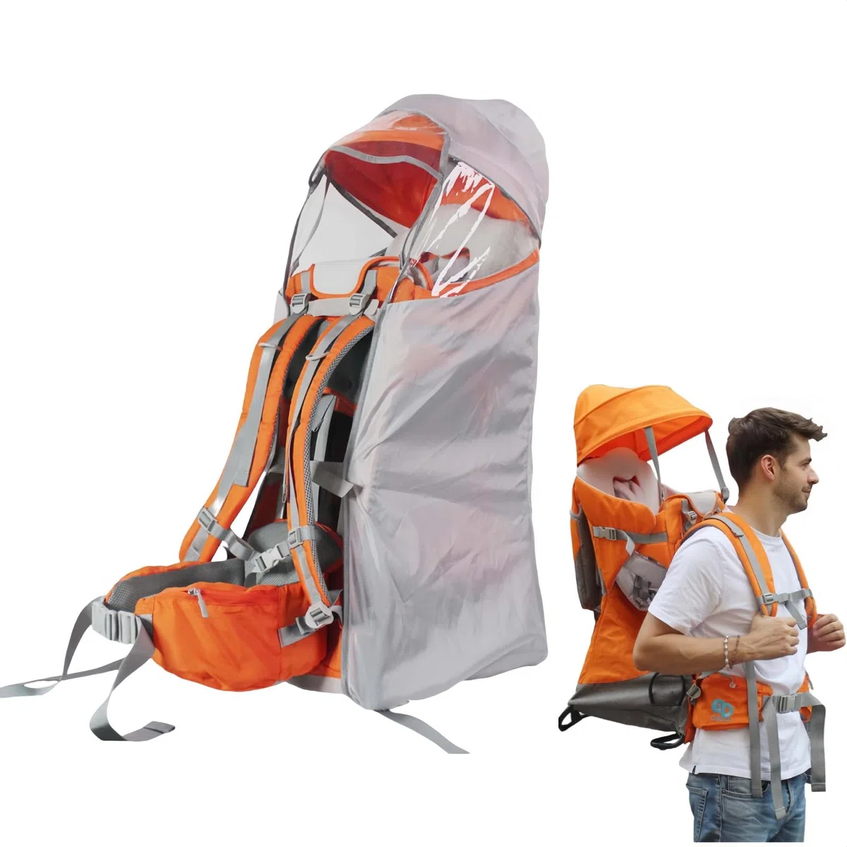 Kinder Tragerucksack Wanderung: Leicht & Ergonomisch, Faltbar bis 30kg - Mit Sicherheitsgurt & Regen/Sonnenschutz