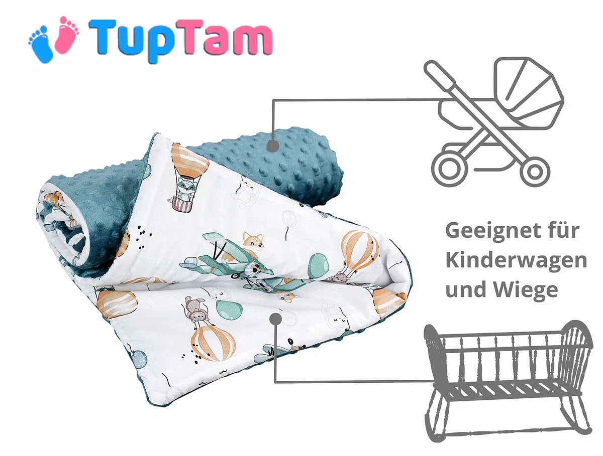 TupTam 2er Set Baby Decken Einschlagdecke 85x85 cm Autositz Babyschale Minky Baumwolle
