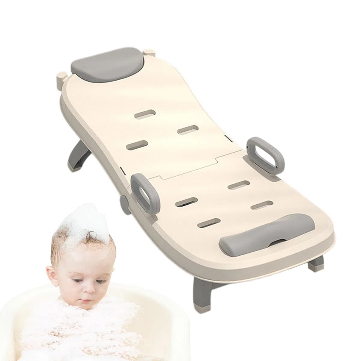 Shampoostuhl für Kleinkinder, Haarwaschstuhl für Kinder, verstellbares Bett zum Waschen von Kinderhaaren, tragbarer Liegesessel für Baby-Shampoo