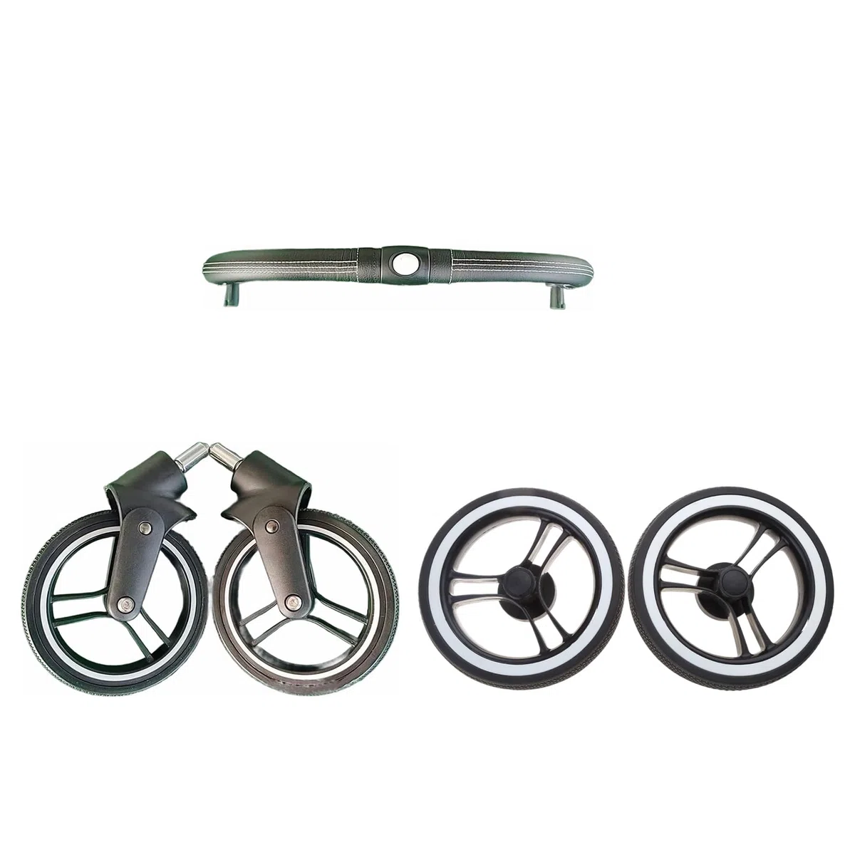 Baby Kinderwagen Rad Set Gummi und Metall Ersatz Vorderarmlehne f